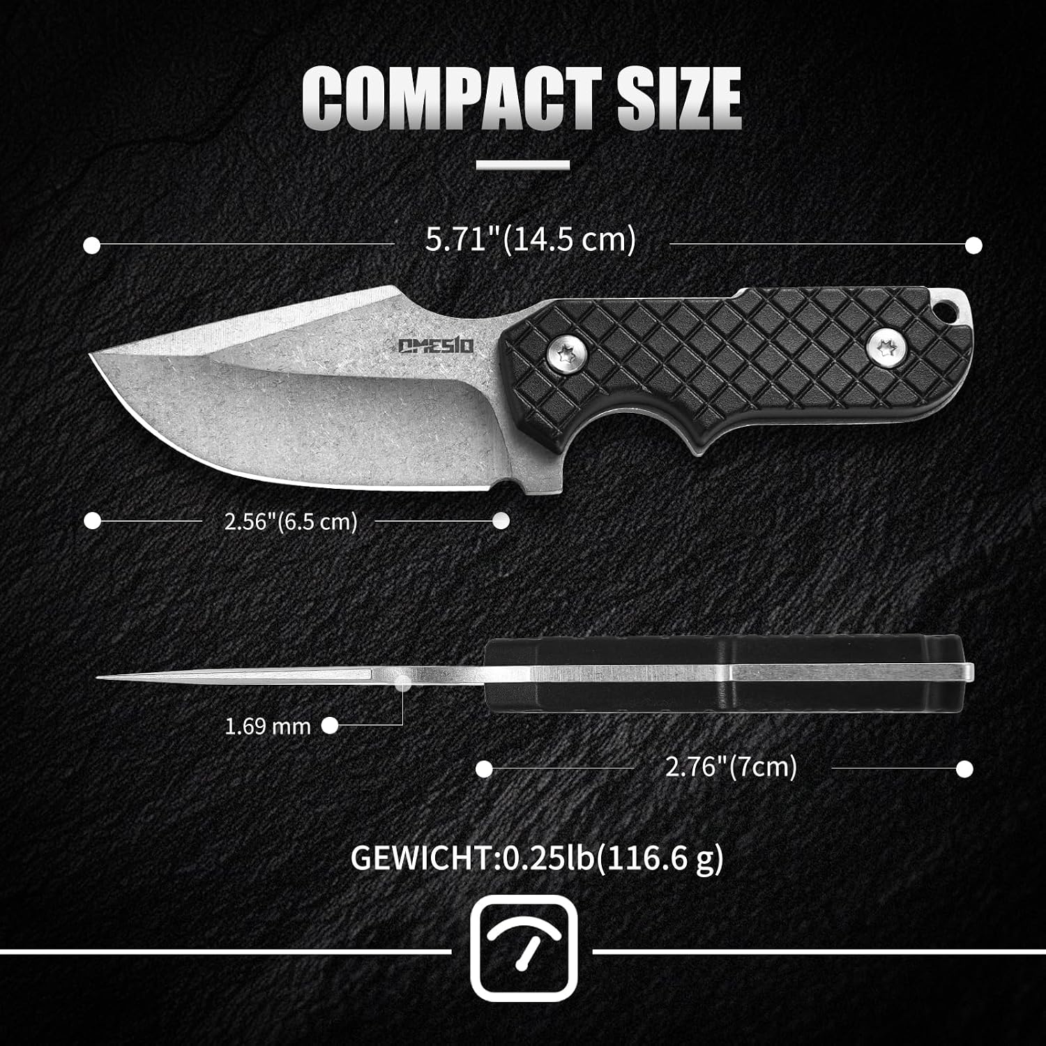 Omesio M-ZS21 Spanto Knife 5Cr13MoV Full Tang G10 Kydex Нож EDC из стали 5Cr13MoV лезвие Spanto рукоять из полипропилена ножны из Kydex с паракордом и аксессуарами для активного отдыха