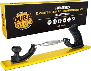 Dura-Gold Pro Series 16.5" Adjustable Radius Flex Longboard Hand Sanding Block - Hook & Loop Backing Sandpaper - Concave or Convex Shape Sander - Achieve Perfect Contours on Auto Body Shop Paint, Wood