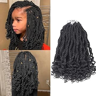 Senegalese Twist Crochet Hair with Curly Ends 8 Inch 8 Packs Short Crochet Braids Pre Twisted Crochet Hair for Black Women Kinky Twist Crochet Hair (8 Inch,1B) - Buy now