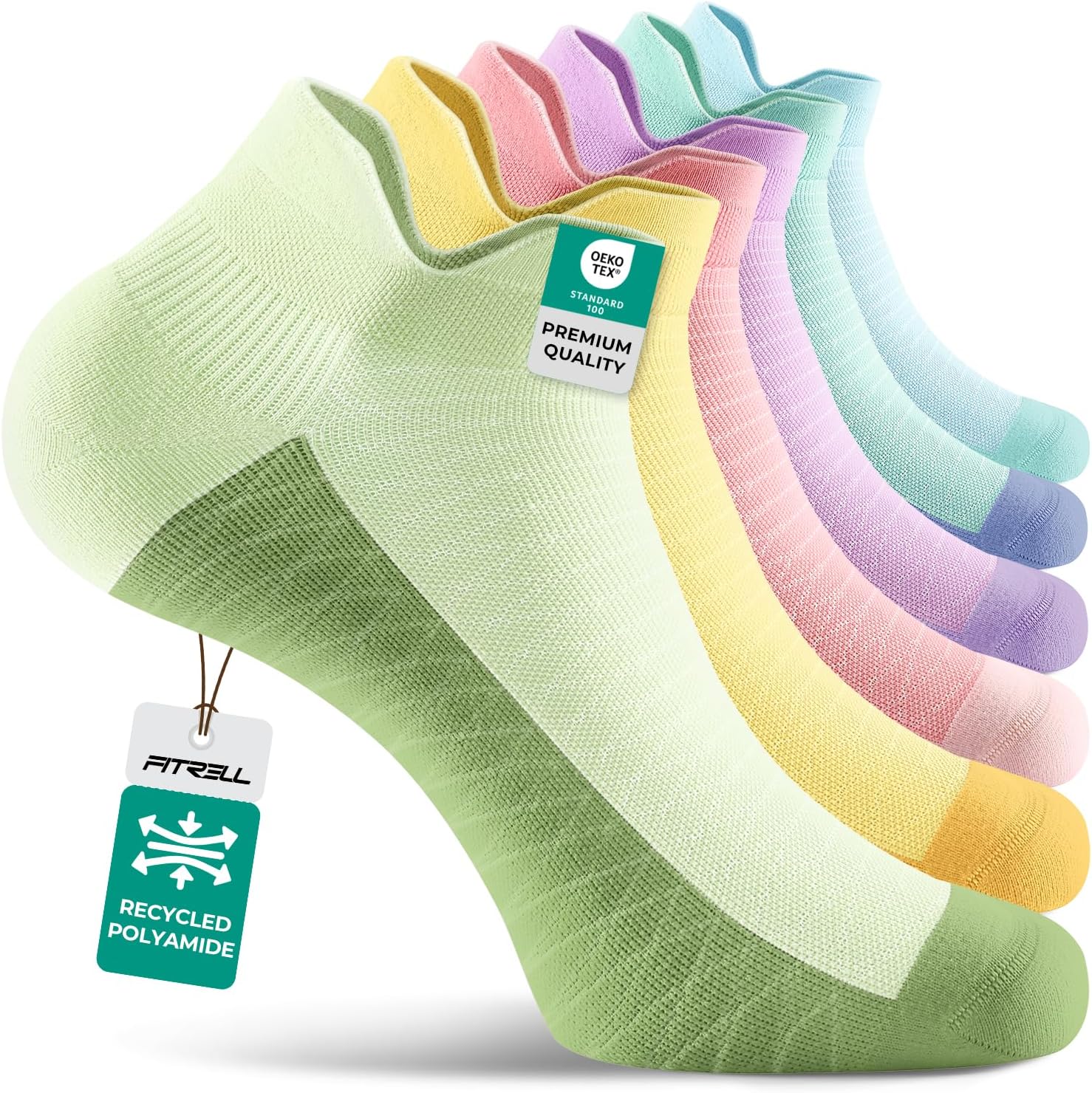 FITRELL Ankle Compression Socks for Women & Men - 5/6 Pairs Cushioned Arch Support Running Socks, Plantar Fasciitis Relief