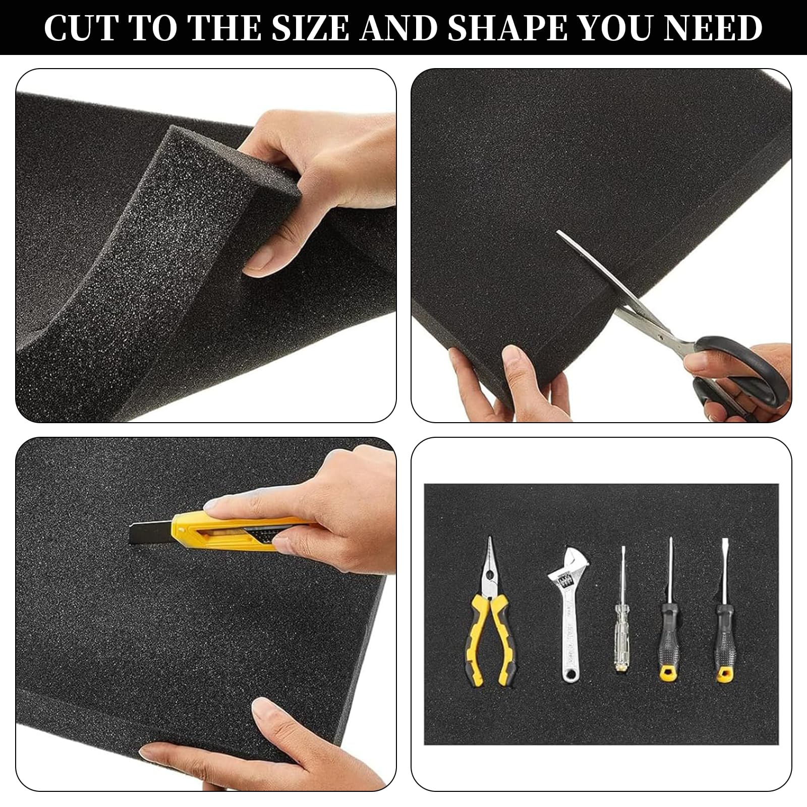 Schiuma a cubetti, 4 pezzi, 40 x 30 x 5 cm, inserto in schiuma per attrezzi, valigetta per fotocamera, inserto per tablet