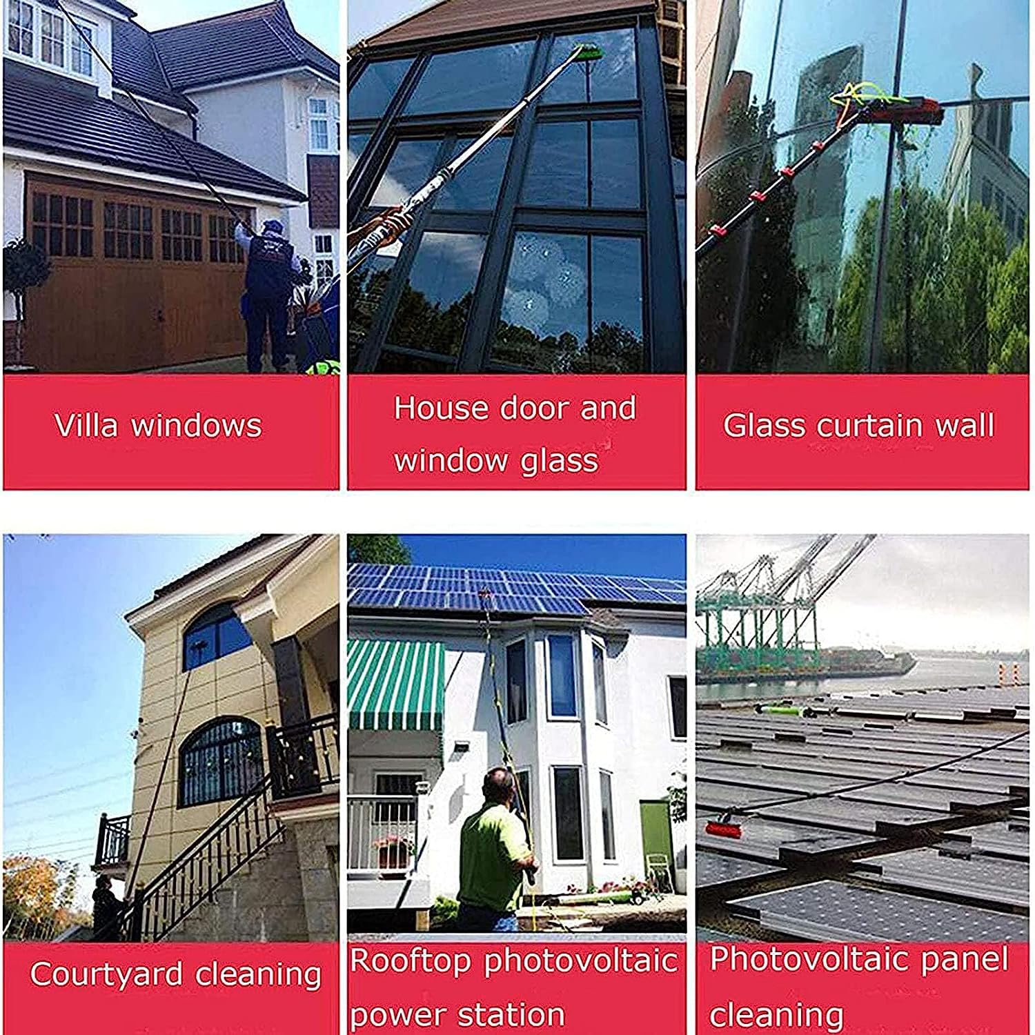 Czyszczenie Paneli Fotowoltaicznych, Słupek Do Czyszczenia Okien Zasilany Wodą 3.6-10.8M, System Czyszczenia Zasilany Wodą Płyn Do Szyb Do Szyby Okiennej Narzędzie Do Czyszczenia Paneli Słonecz