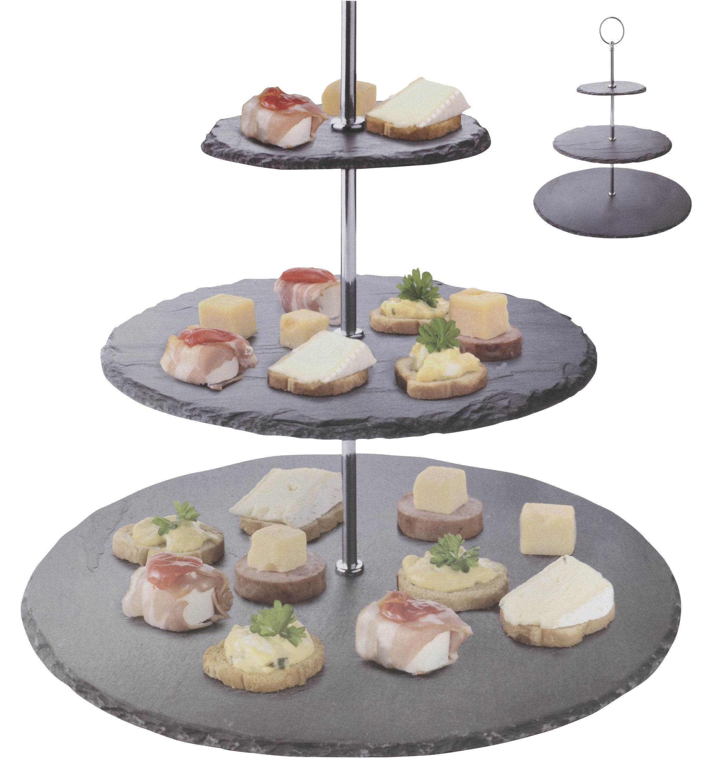 Urbn-Chef Grey 3 Tier Slate Food Stand