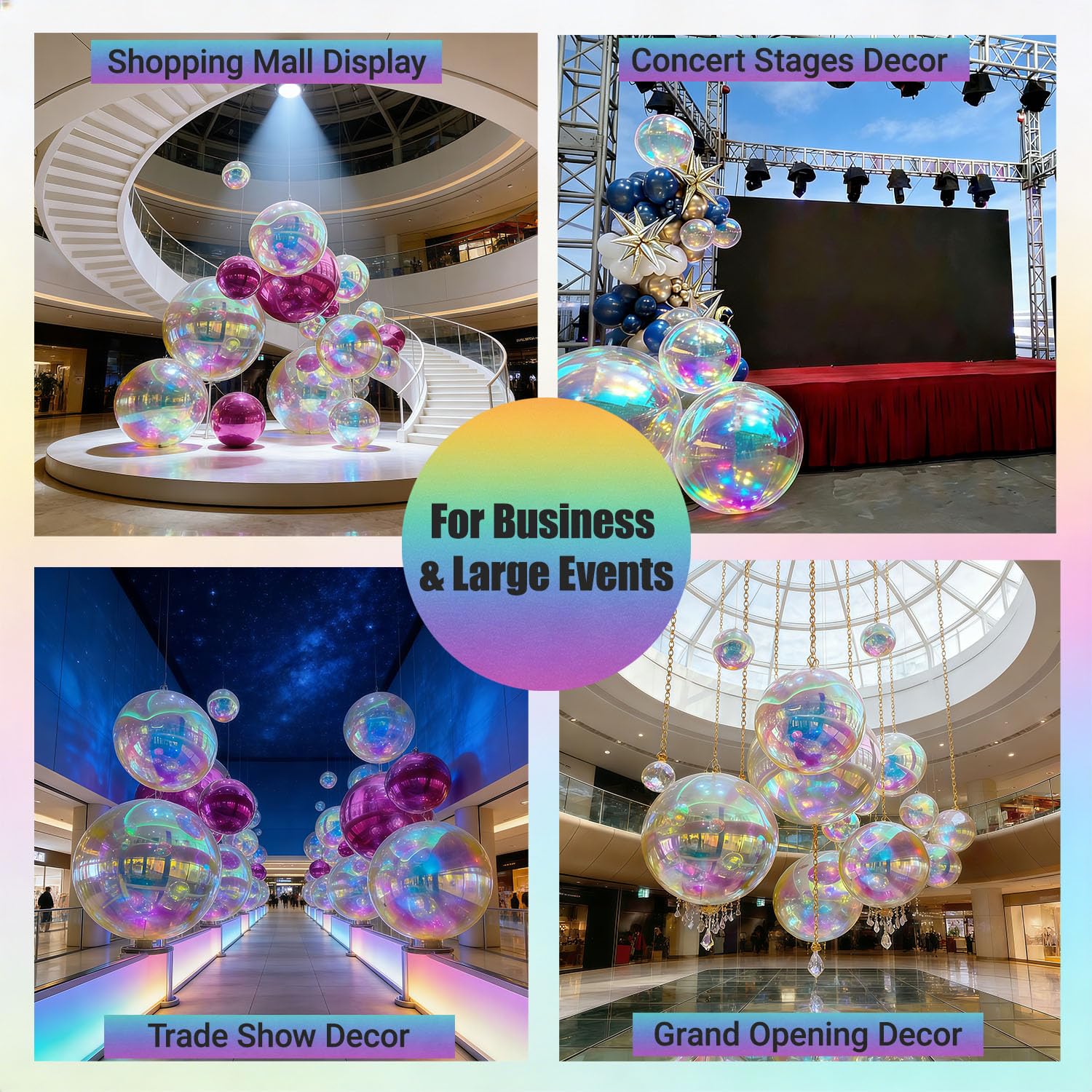 Paquete de 5 bolas de espejo inflables profesionales con bomba, bolas de discoteca reflectantes gigantes para escenarios, centros comerciales y eventos grandes, también ideal para fiestas en casa