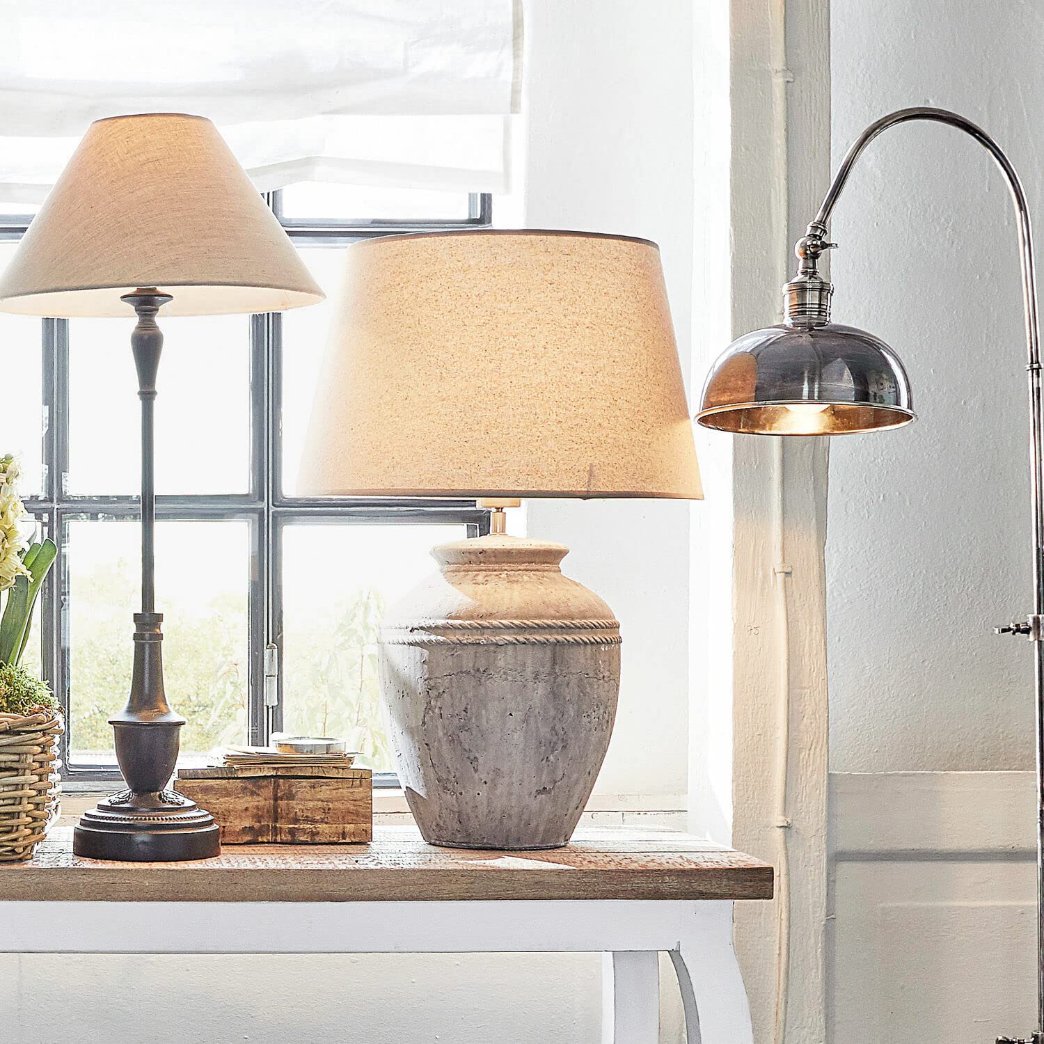 Loberon Tischlampe Mosnay - beige/antikgrau