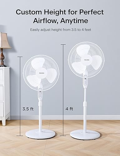 Miniatura 3 de PELONIS Ventilador de pedestal de 16 pulgadas para dormitorio, control remoto, ventilador de pie con temporizador de 7 horas, oscilación de 90°, 3