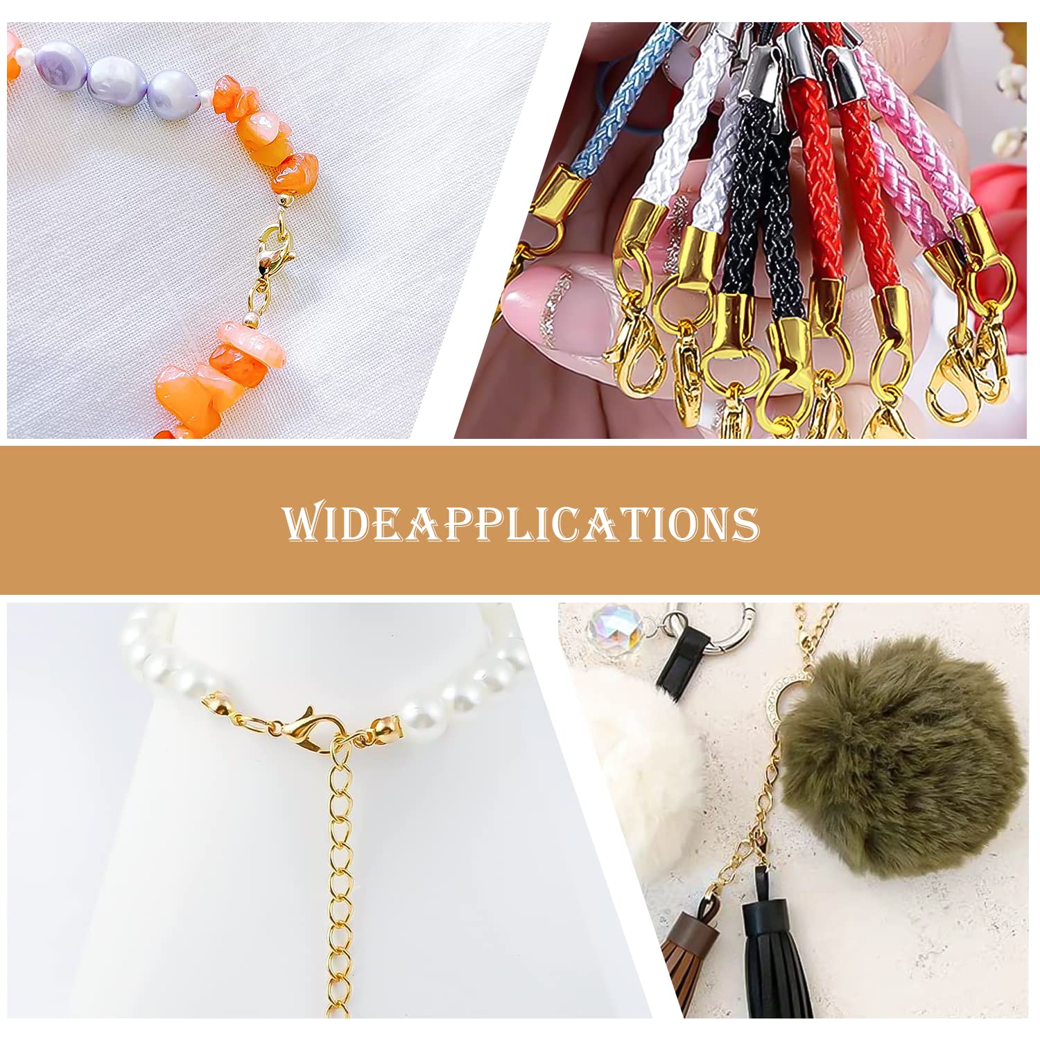 100 Moschettoni E 100 Anelli In Acciaio Per Gioielli Fai Da Te - Oro - Per Collane E Bracciali