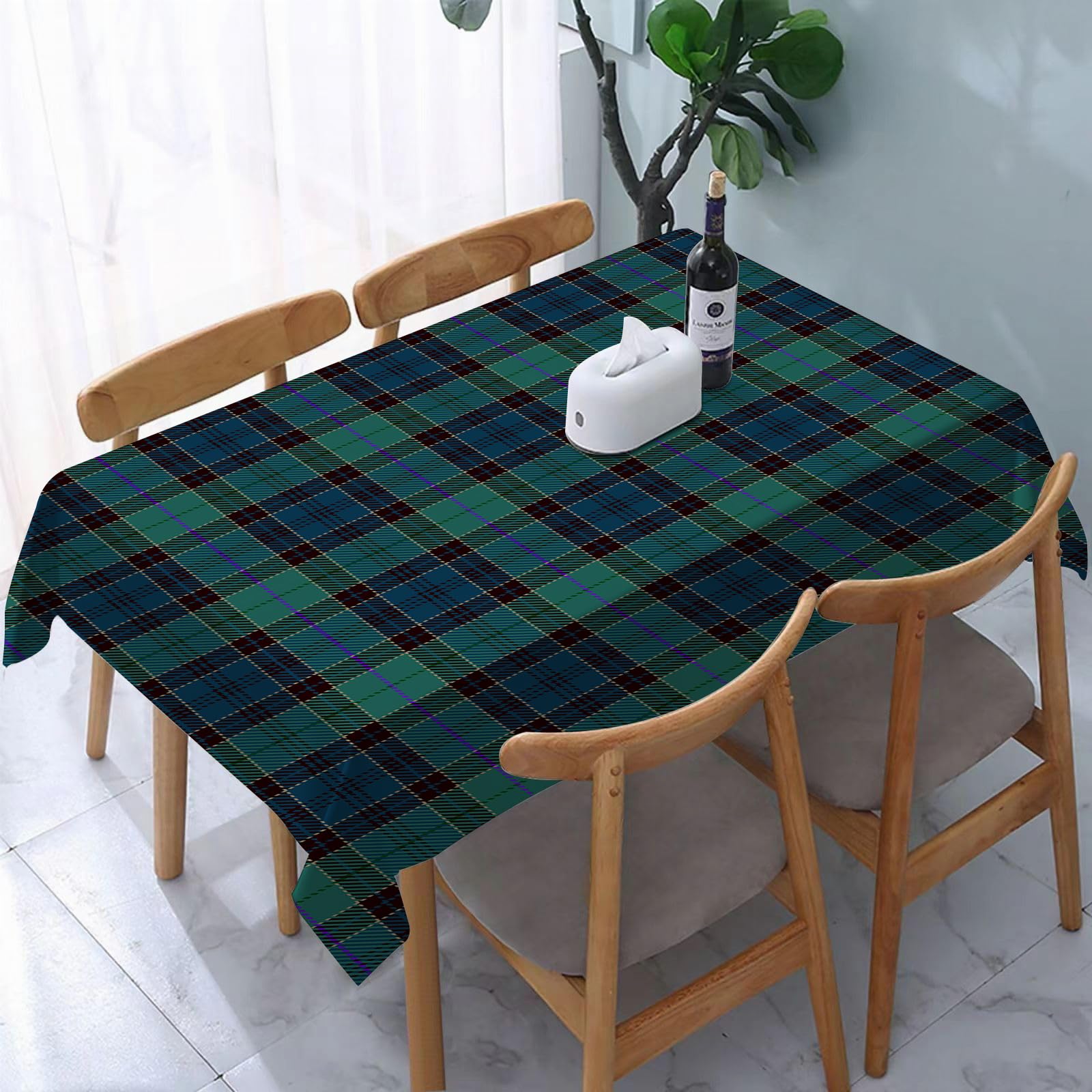 Yoiue Tartan Quilt Design, Traditional Scottish Fo - A2 Tablecloth,Table Cloth For Rectangle,Tartan Quilt Design, Traditional Scottish Folklore Elements Checkered,Wrinkle Resistant Decorative Table Cover For Kitchen Dining Parties Picnic 54 X 72 In