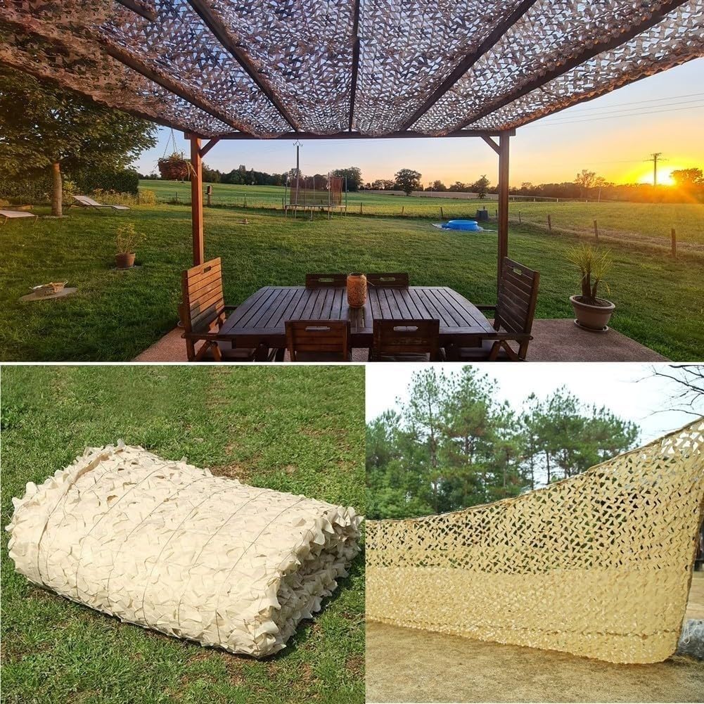 Generisch Beige Verstärktes Camouflage Netz Tarnnetz 1.5x2m für Terrasse, Tarnung Netz Bundeswehr Partydekoration Tarnnetz, Camping Jagd Sonnenschutz Sichtschutz Schattennetz für Garten