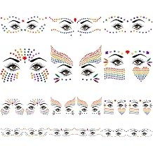12 Sheets Rainbow Pride Festival Face Gems,Gay Pride Face Eye Jewels Stickers,Self-Adhesive Face Gems Decoration LGBT Makeup Face Jewels for Party Accessories Costume Makeup Decor