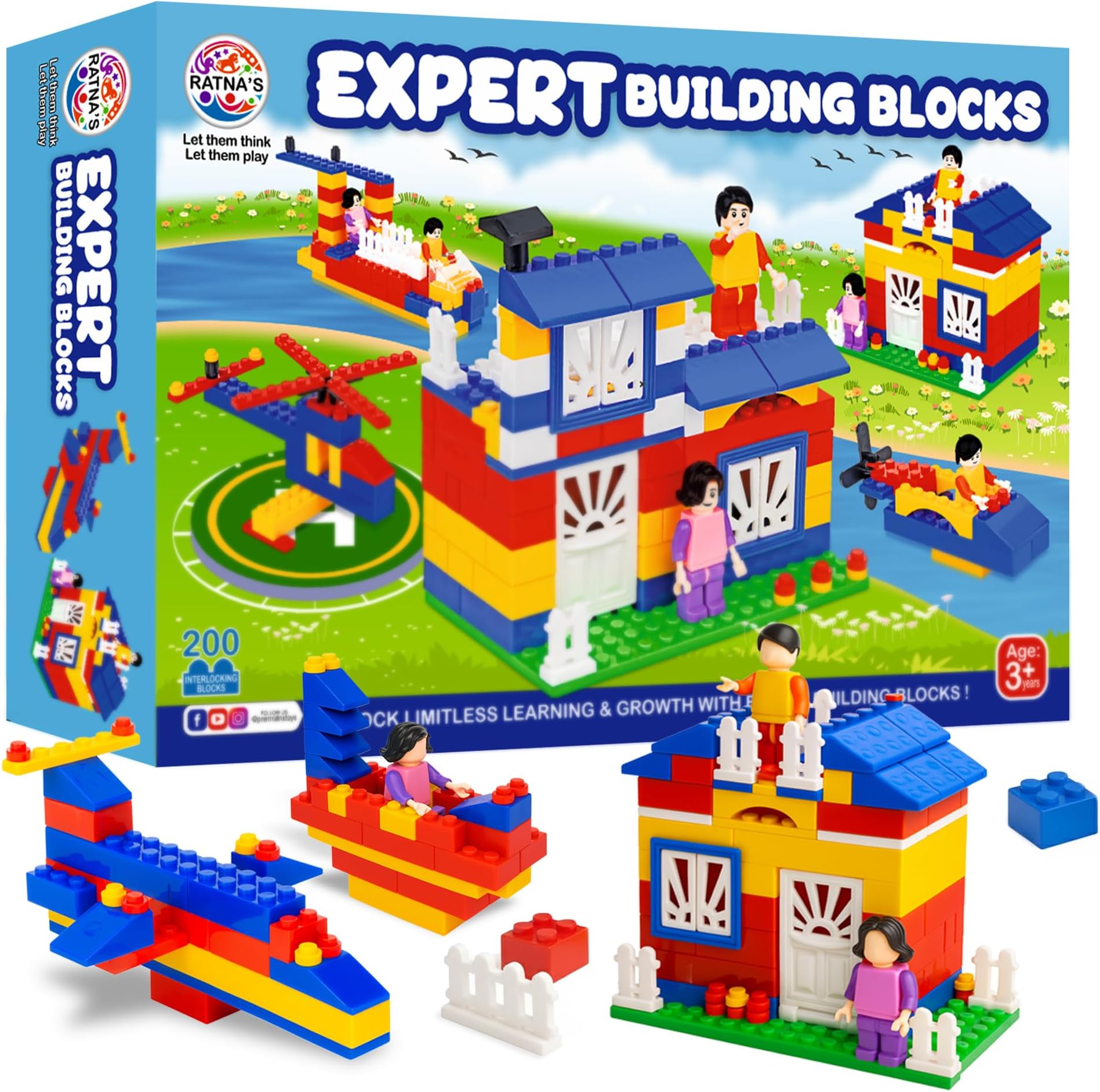 - Expert Master Building Blocks for Kids, 200 Interlocking Pieces. let Your Kid Make Everything he/she Dreams of. Improves Logical Thinking and Cognitive Skills of Kids (Multicolour)