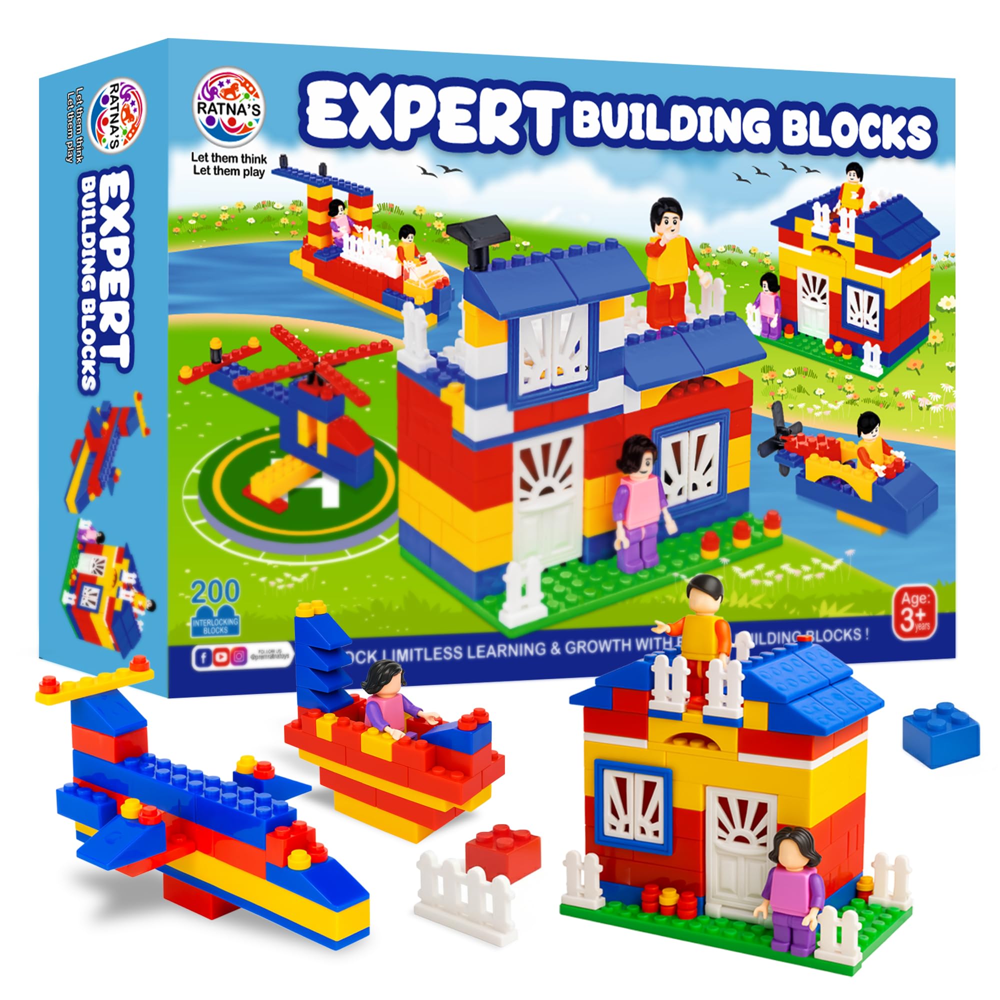 TOYZTREND Expert Master Building Blocks for Kids, 200 Interlocking Pieces. let Your Kid Make Everything he/she Dreams of. Improves Logical Thinking and Cognitive Skills of Kids (Multicolour)
