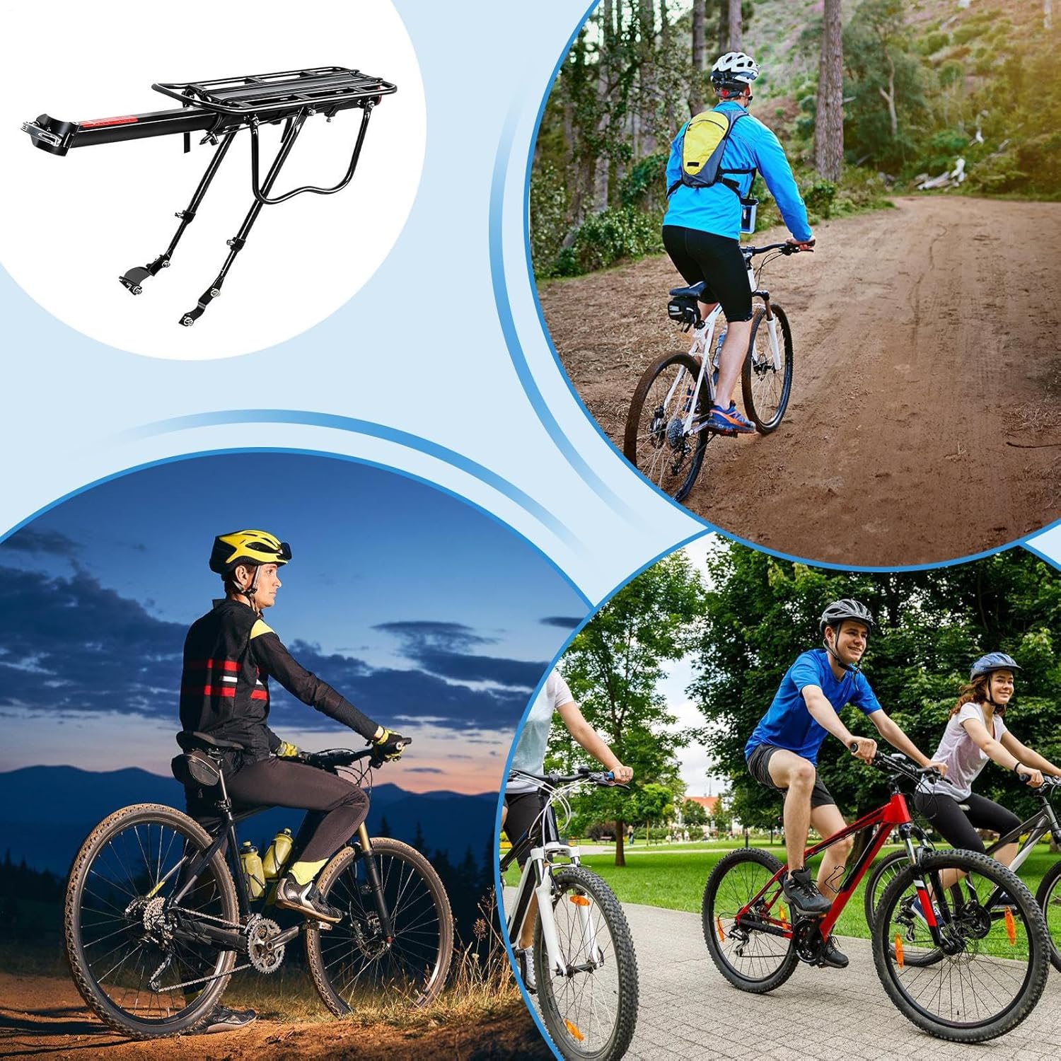 Bike Luggage Rack - Bike Cargo Rack, Bicycle Rear Shelf, Luggage Pannier, 55 Lbs Load Capacity, Extendable Quick Release with Tools, for Road Mountain City Cycling Cargo Equipment Gear Outdoor