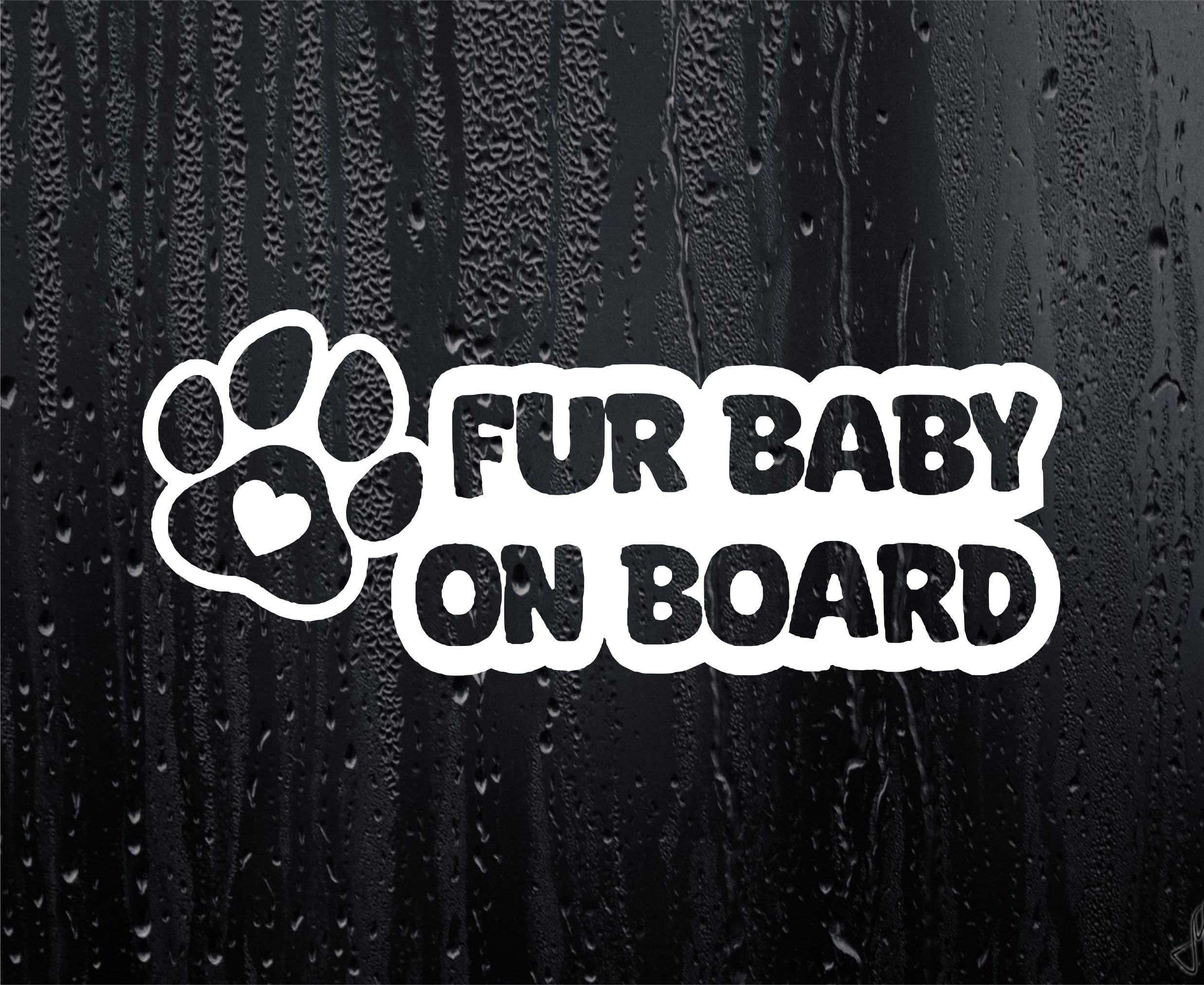 Decalarama White Car Sticker Fur Baby On Board Novelty Funny Van Window Bumper Boot Door Decal