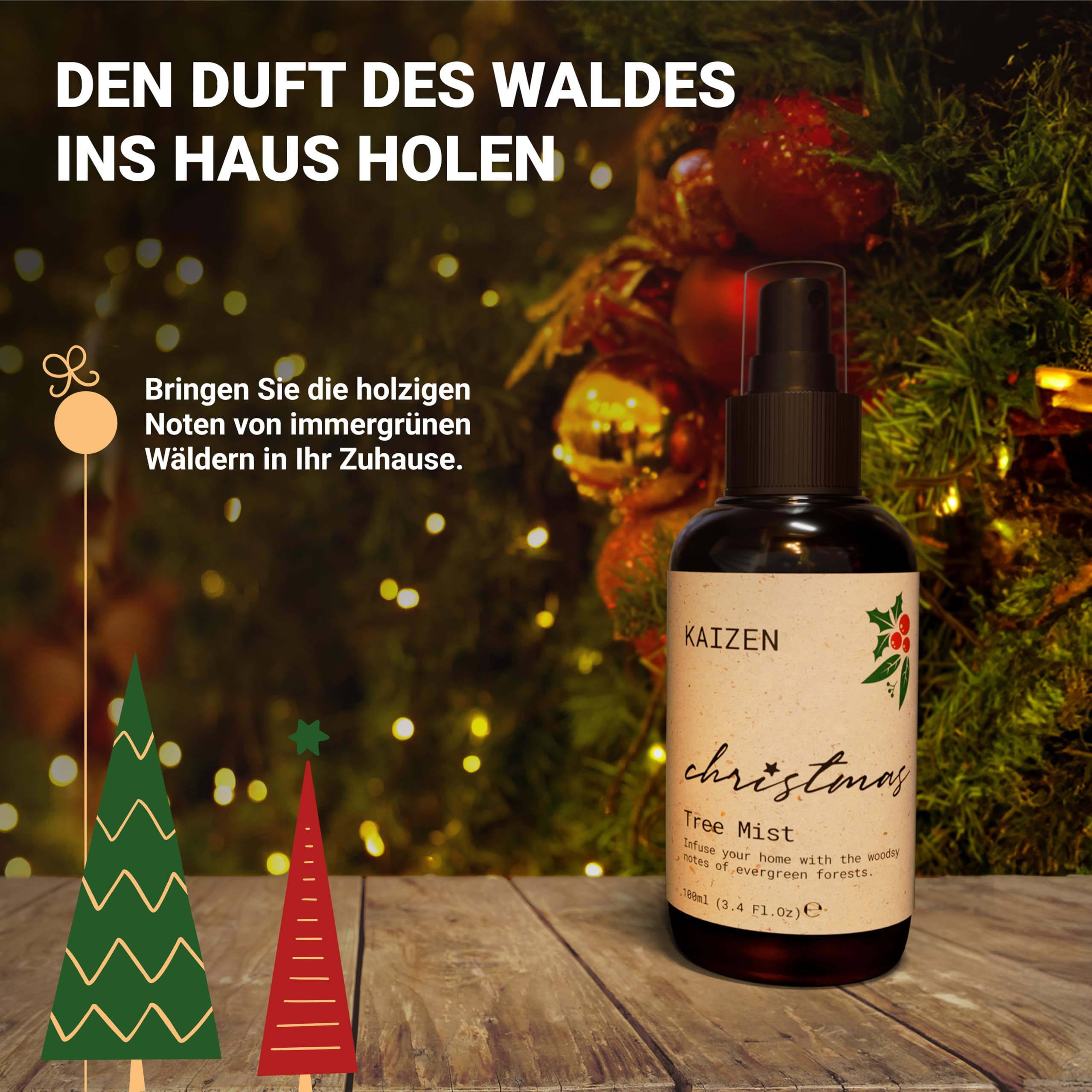 Kaizen Tannenduft fr Weihnachtsbaum - 100ml - Weihnachtsbaum Duftspray,  Sinnlicher Baumduft, Duftl Weihnachten fr besinnliche Stimmung, Raumduft  Weihnachten Christmas Duft Raumspray : Amazon.de: Drogerie & Krperpflege