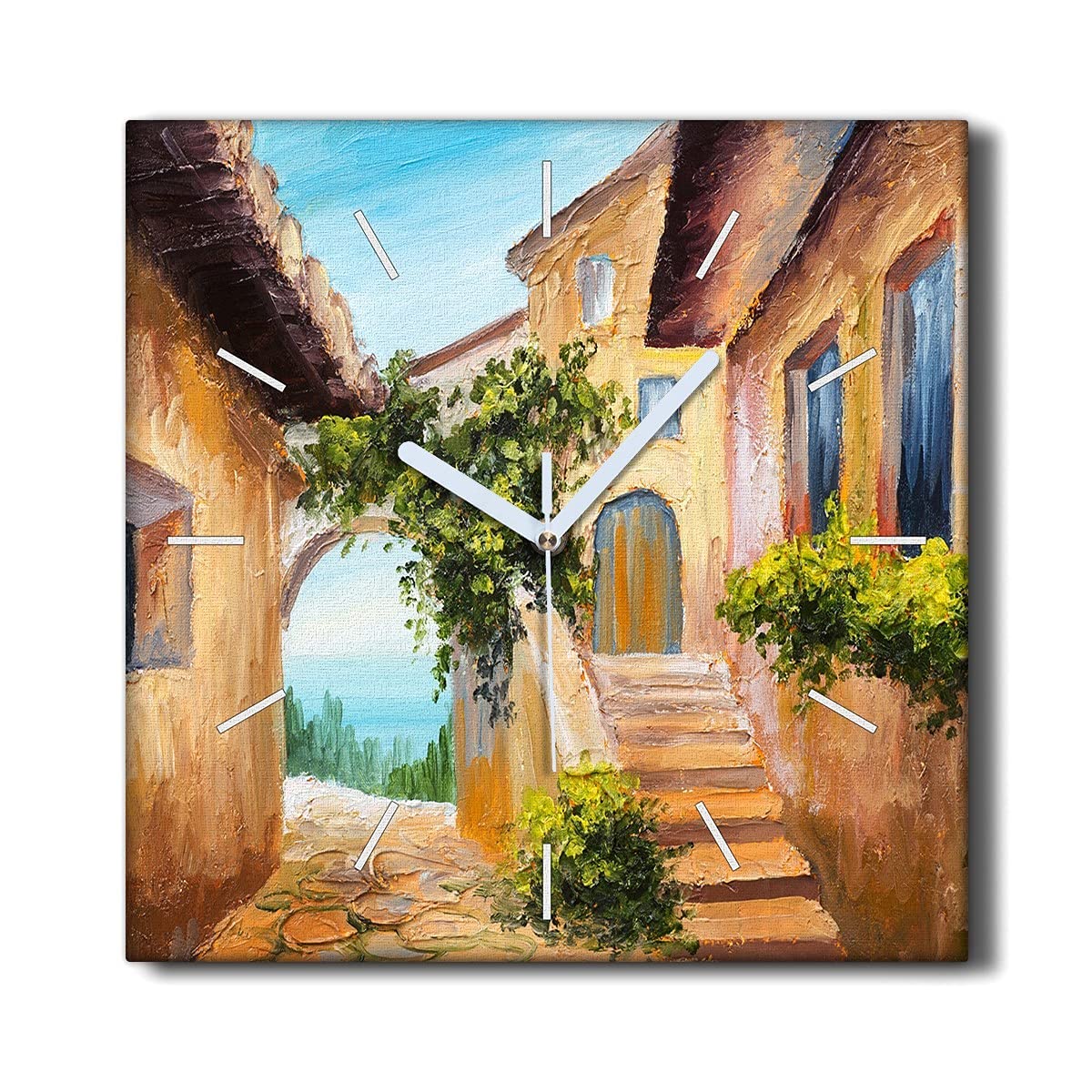 Horloge sur Toile Salon Décoration Marine - Horloge Murale 30x30cm Ambiance Bord de Mer