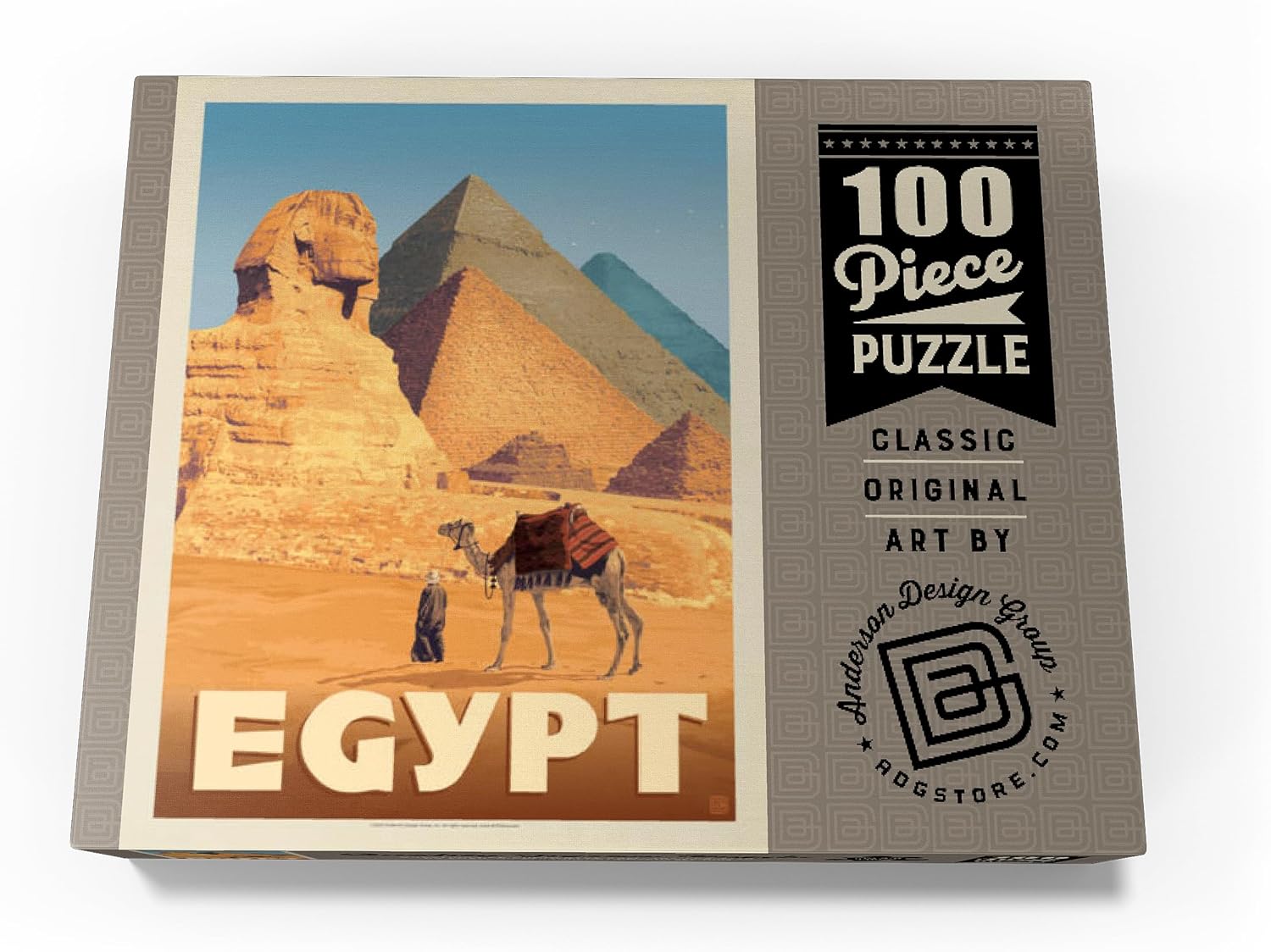 MyPuzzle Egypt: Pyramids and The Great Sphinx, Vintage Poster - Premium 100 Piece Jigsaw Puzzle for Adults