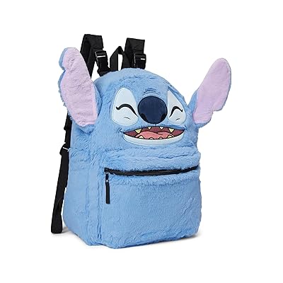 BIOWORLD Kids Disney Stitch Plush Character Tropical Print 16.5 Flip Pak Reversible Backpack (Little Kid/Big Kid) Bags Aop, Polyester