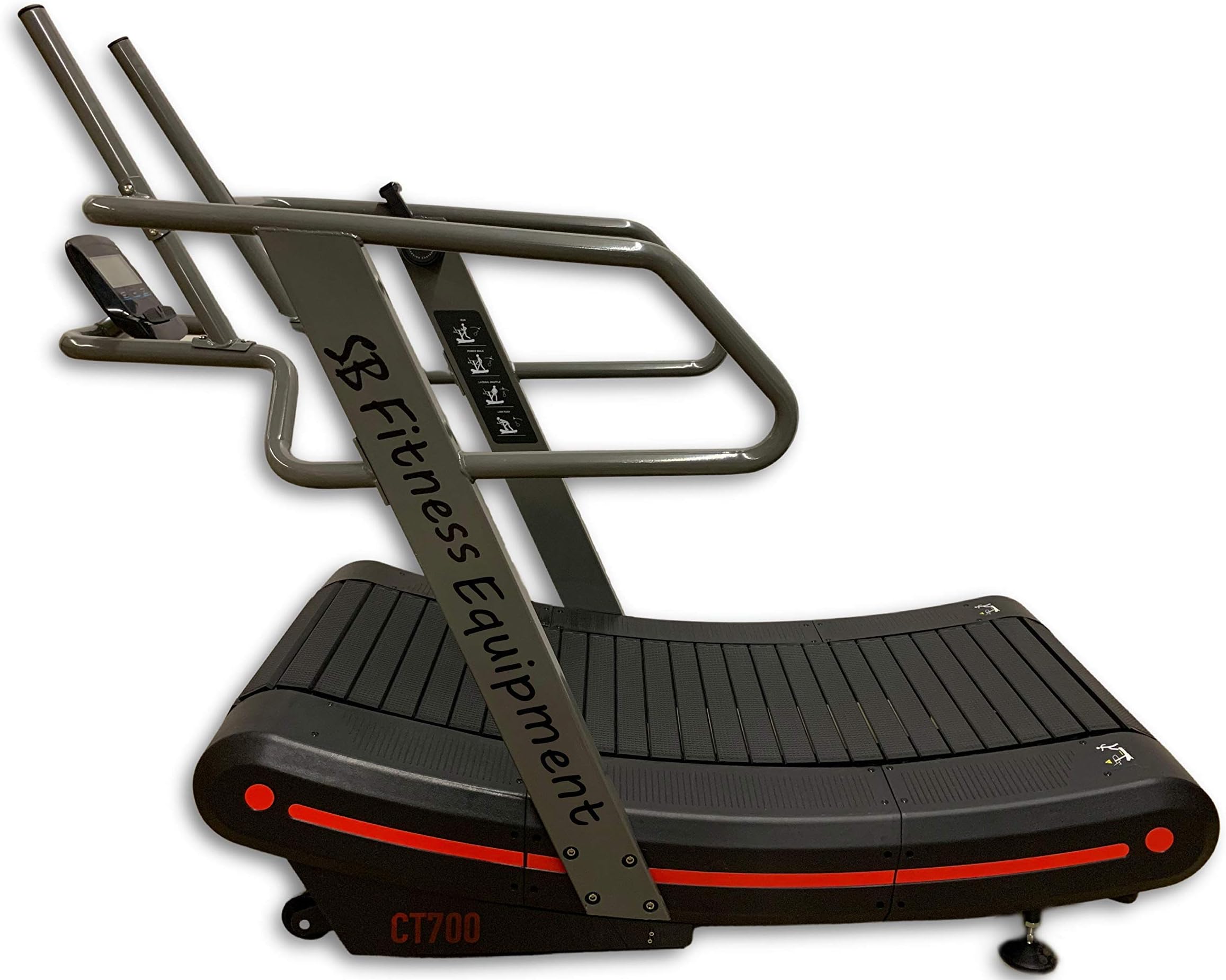 SB Fitness Equipment CT700 Self Generated Manual Curved Commercial Treadmill with 8 Resistance Levels for Sprinting and Sled Push w/ 19" Wide Track