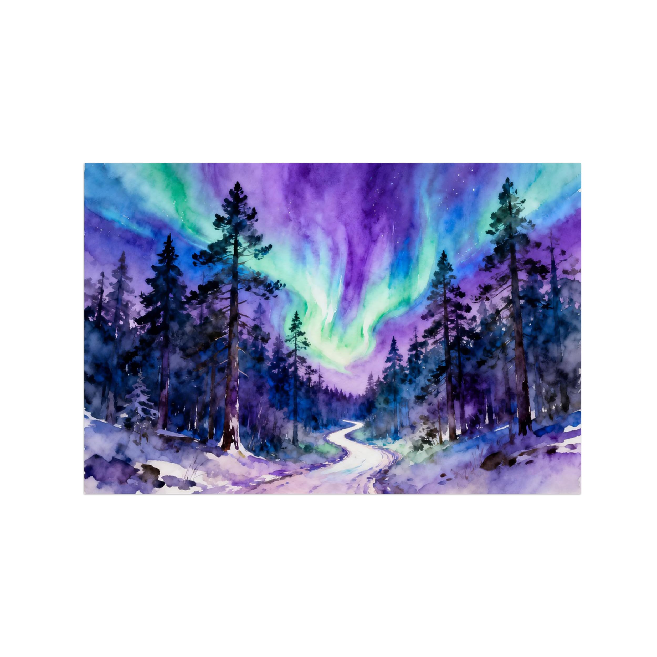 OZPWBVY Northern Lights Tree Landscape Canvas Wall Art Print Painting 70x105cm Unframed