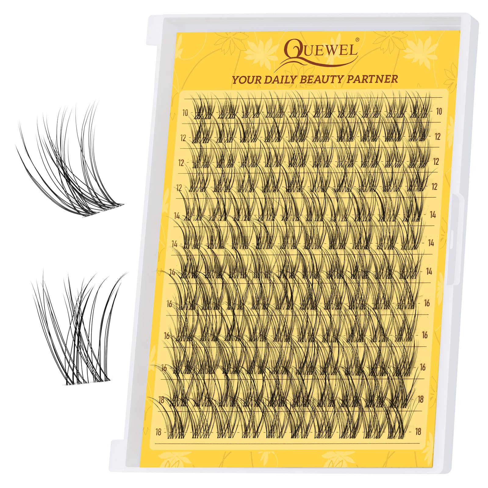 QUEWEL Wimpern-Extensions 120Stk natürliche Cluster-Lashes, D-Curl feine Lash-Cluster Mix 10–18mm mit superdünnes Band, individuelle DIY-Wimpernverlängerung zu Hause (QU40)