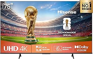 Hisense Smart TV 4K 75" Polegadas 75A6NV com Dolby Vision, HDR10, HLG, DTS Virtual X, Compatibilidade Alexa e Google Home