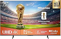 Hisense Smart TV 4K 75" Polegadas 75A6NV com Dolby Vision, HDR10, HLG, DTS Virtual X, Compatibilidade Alexa e Google Home