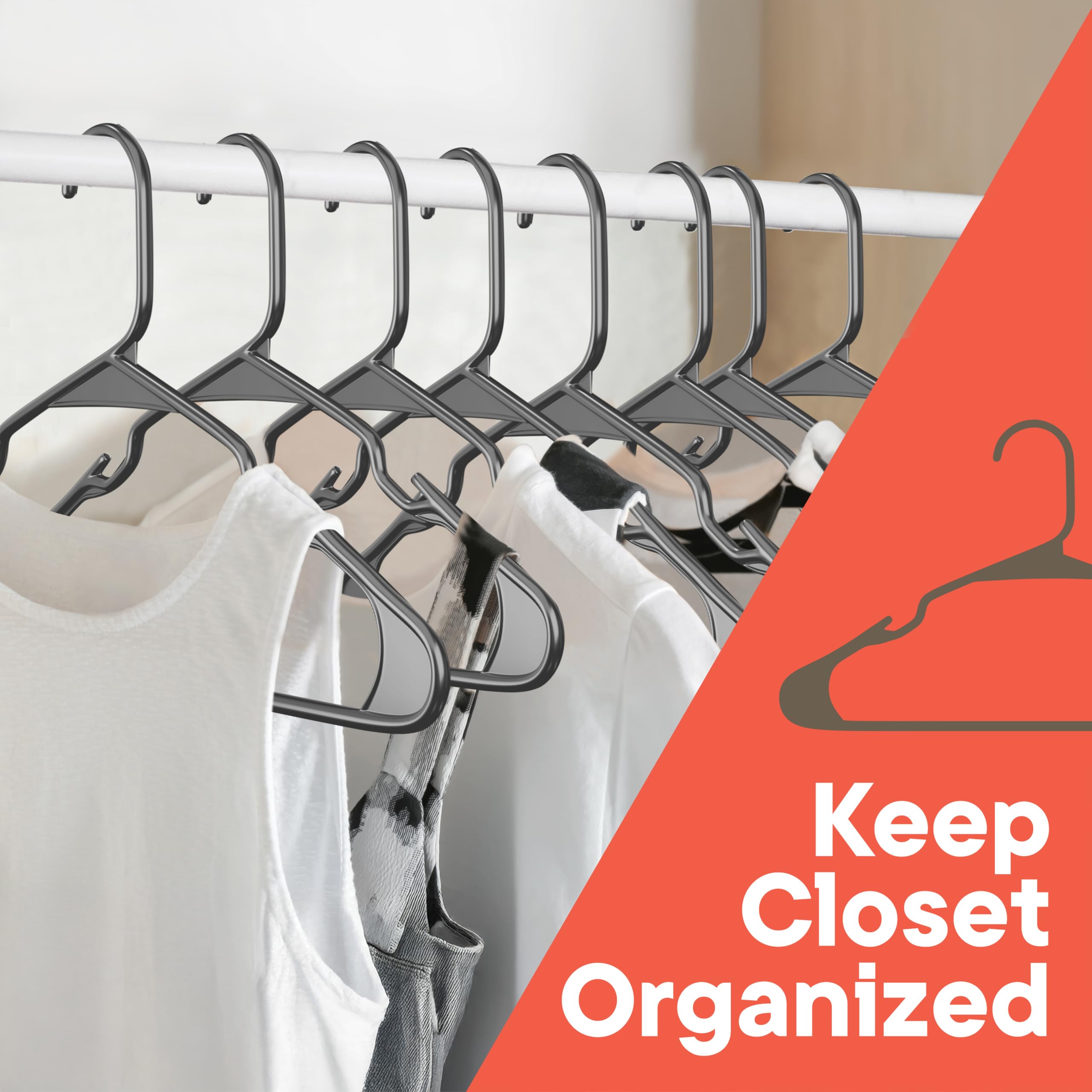 Campior Perchas de Ropa, diseño Delgado Que Ahorra Espacio, plástico Ligero y Duradero con Ranuras Inteligentes para los Hombros, Uso versátil para organizar la Ropa, Abrigos y Ropa,