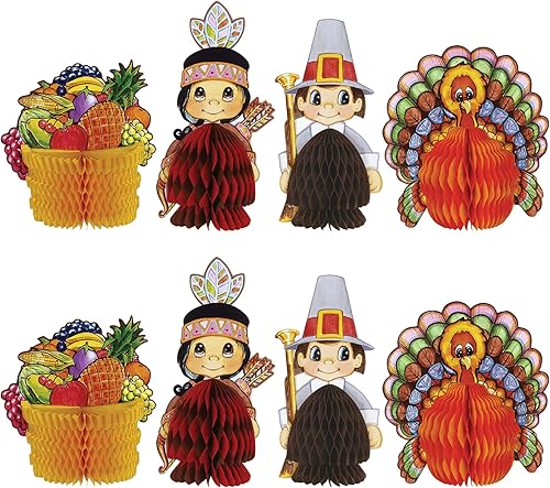 Beistle 8 piezas de mini decoraciones de Acción de Gracias, centros de mesa para decoración del hogar de cosecha de otoño