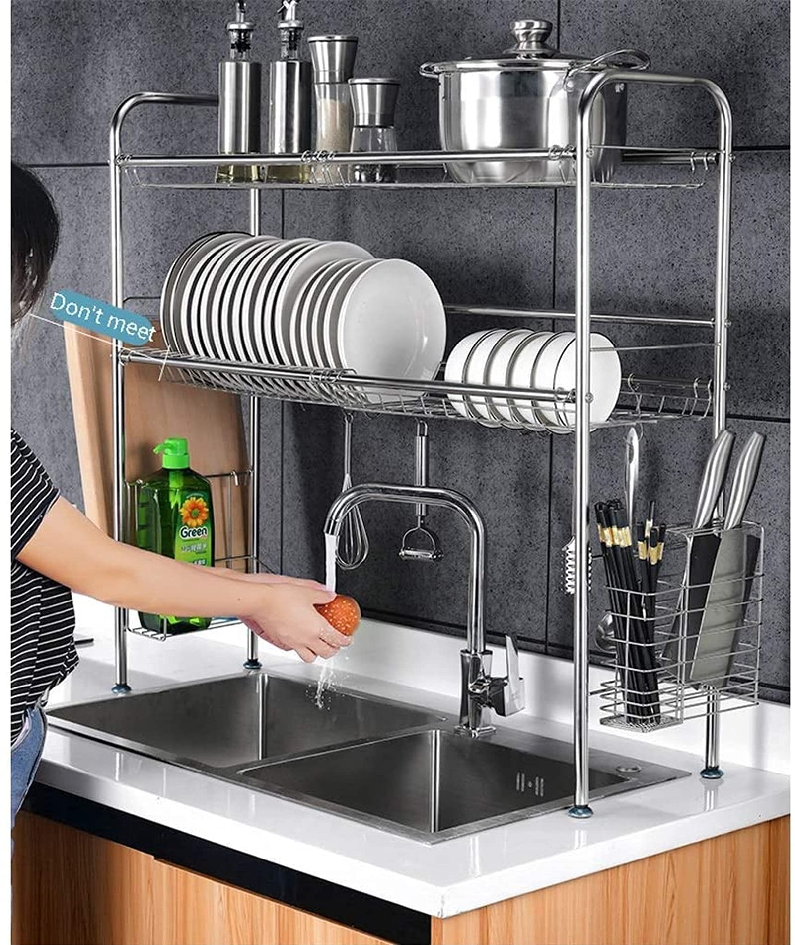 Escurridor de Platos, escurridor de Platos de Cocina, escurridor de Acero Inoxidable 201 de Doble Capa, escurridor de Cocina