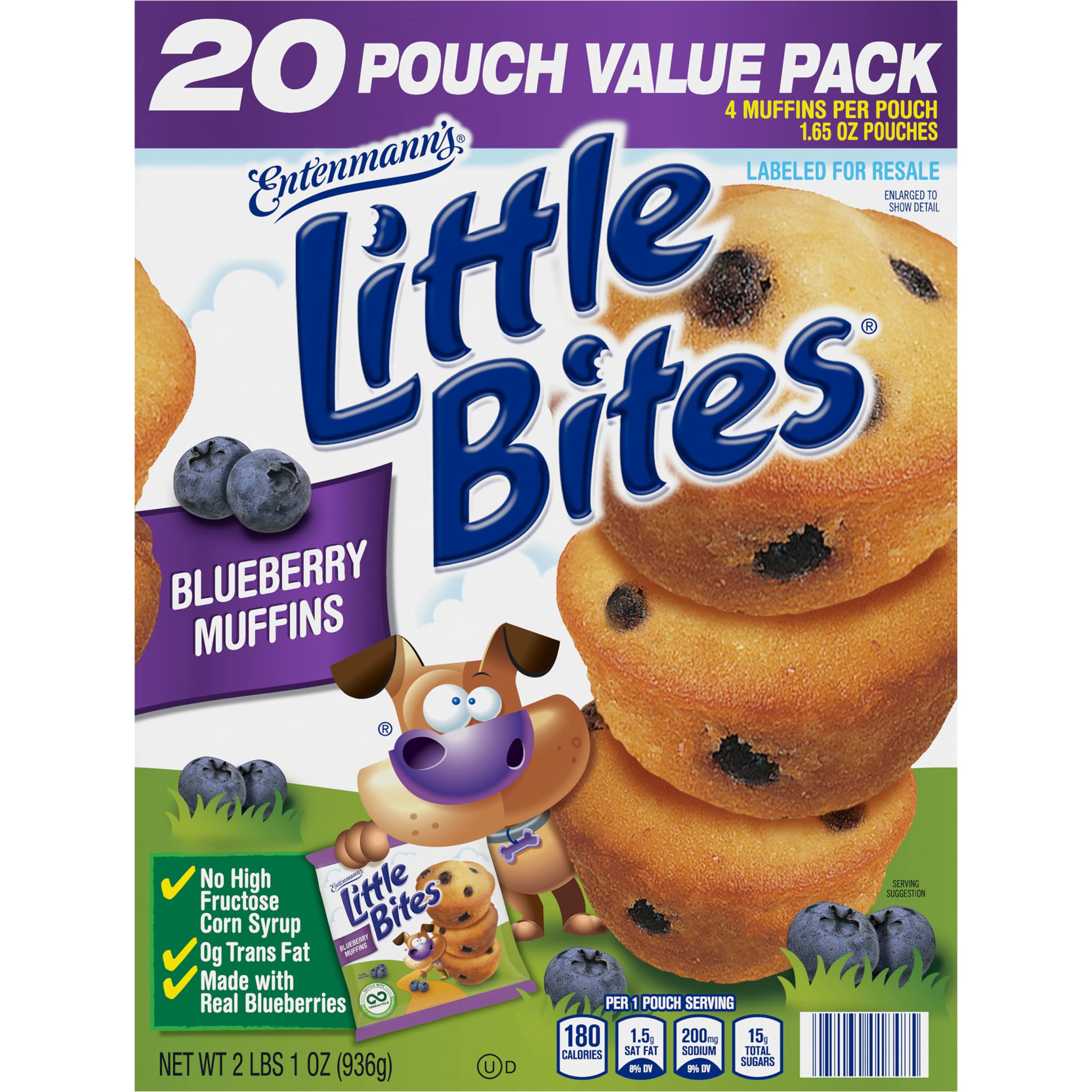 Entenmann's Little Bites Blueberry Mini Muffins, 20 Pouch Value Pack