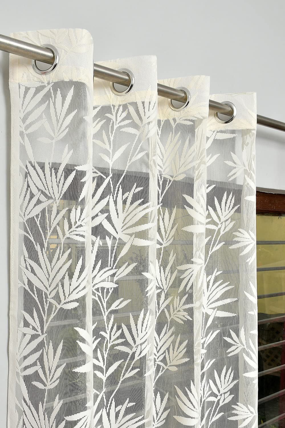 Soulful Creations Sheer Curtains Linen Look Semi Transparent Voile Grommet Elegance Curtains for Living Dining Room, Bedroom(Set of 2 Pcs) (Cream Candy nett, Door - 8 FeeT)-image-4