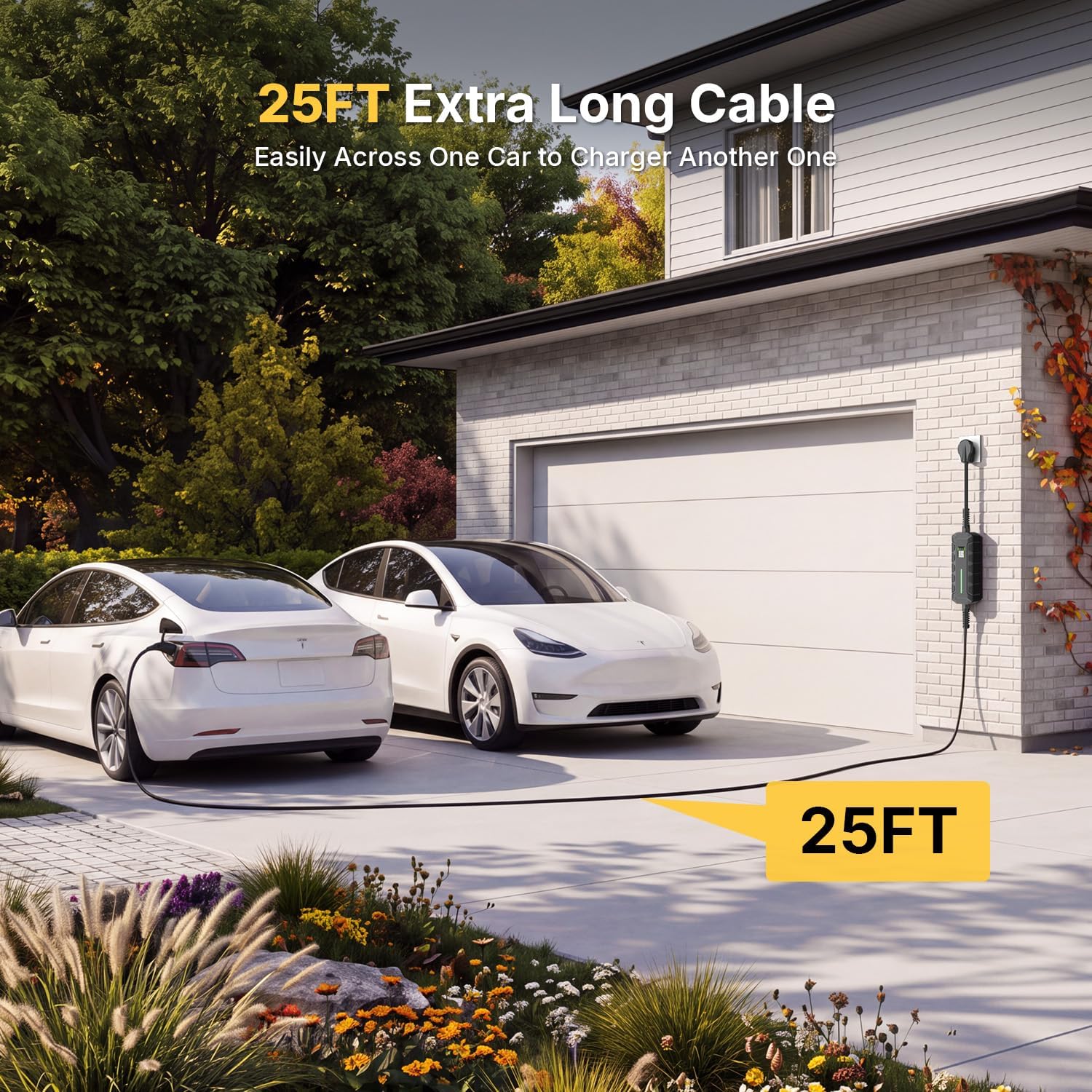 Morec Level 2 EV Charger 30Amp 240V-NEMA 10-30P Charging Station, 25FT Cable for Home/Garage,Portable Dryer EV Charge for SAE J1772 Cars(Non-Tesla Evs),Fits 3-Prong Dryer Outlet, ETL Certified