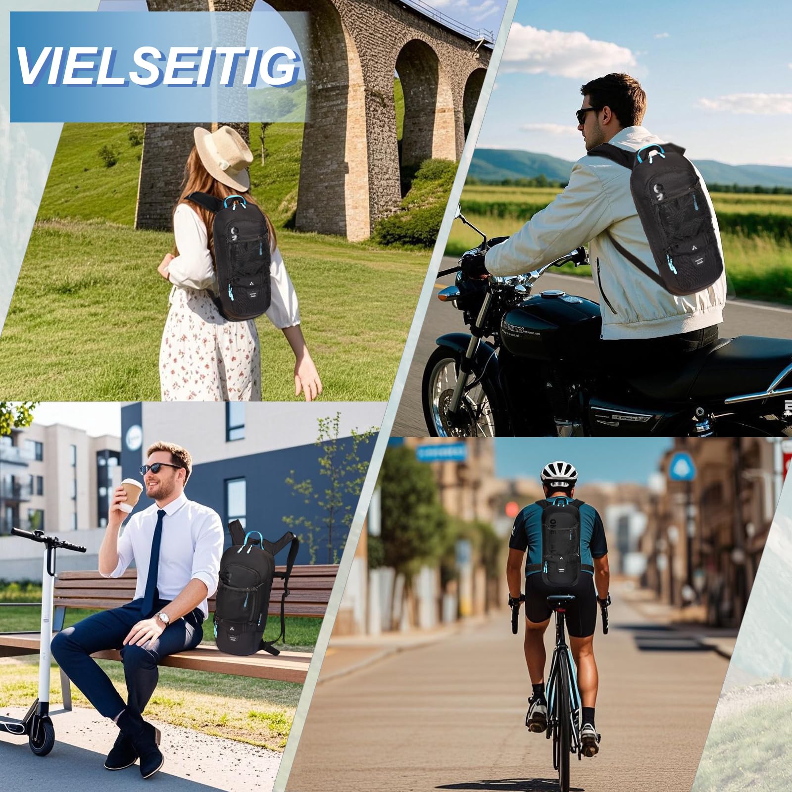 Local Lion Fahrradrucksack Wasserdicht, Wanderrucksack Damen Klein, Trinkrucksack Fahrrad, Skirucksack mit Regenschutz für Fahrradtour Wandern Städtetour Skiurlaub