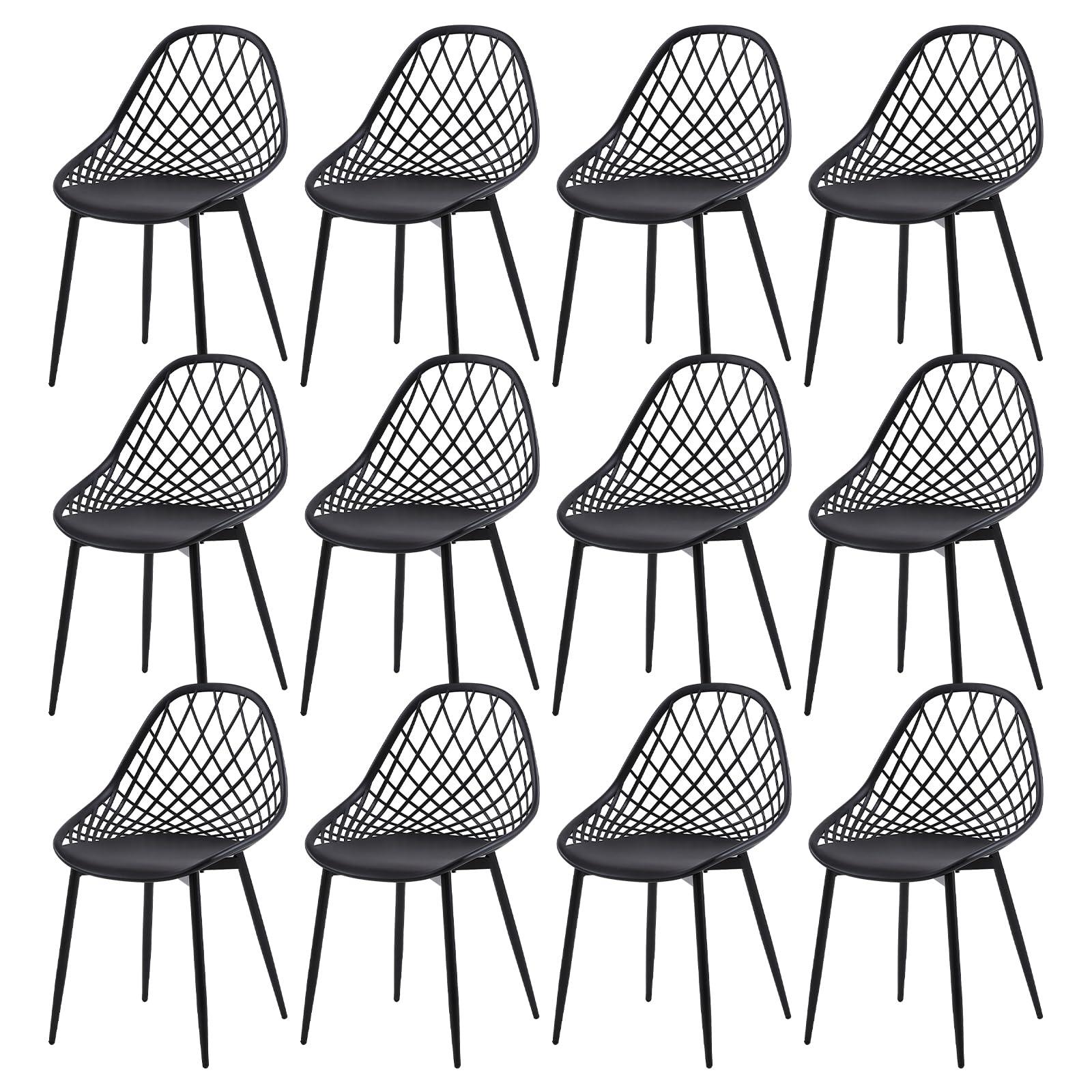 Lot de 12 chaises de terrasse buybyroom fauteuil de jardin avec pieds réglables en métal