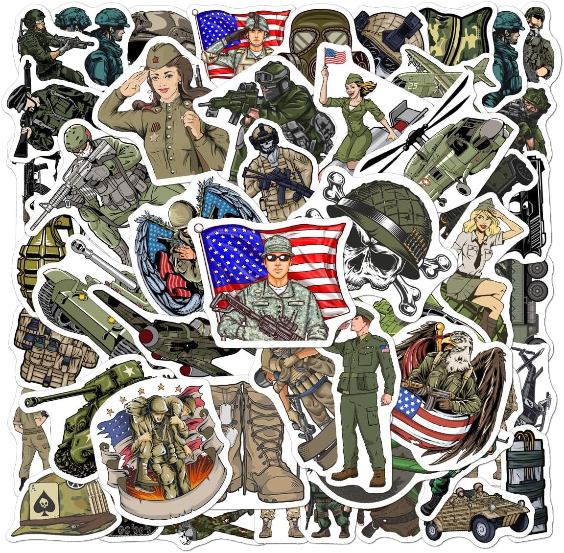 Amazon.com: Pack 50 Pcs Military Stickers for Water Bottles Waterproof ...