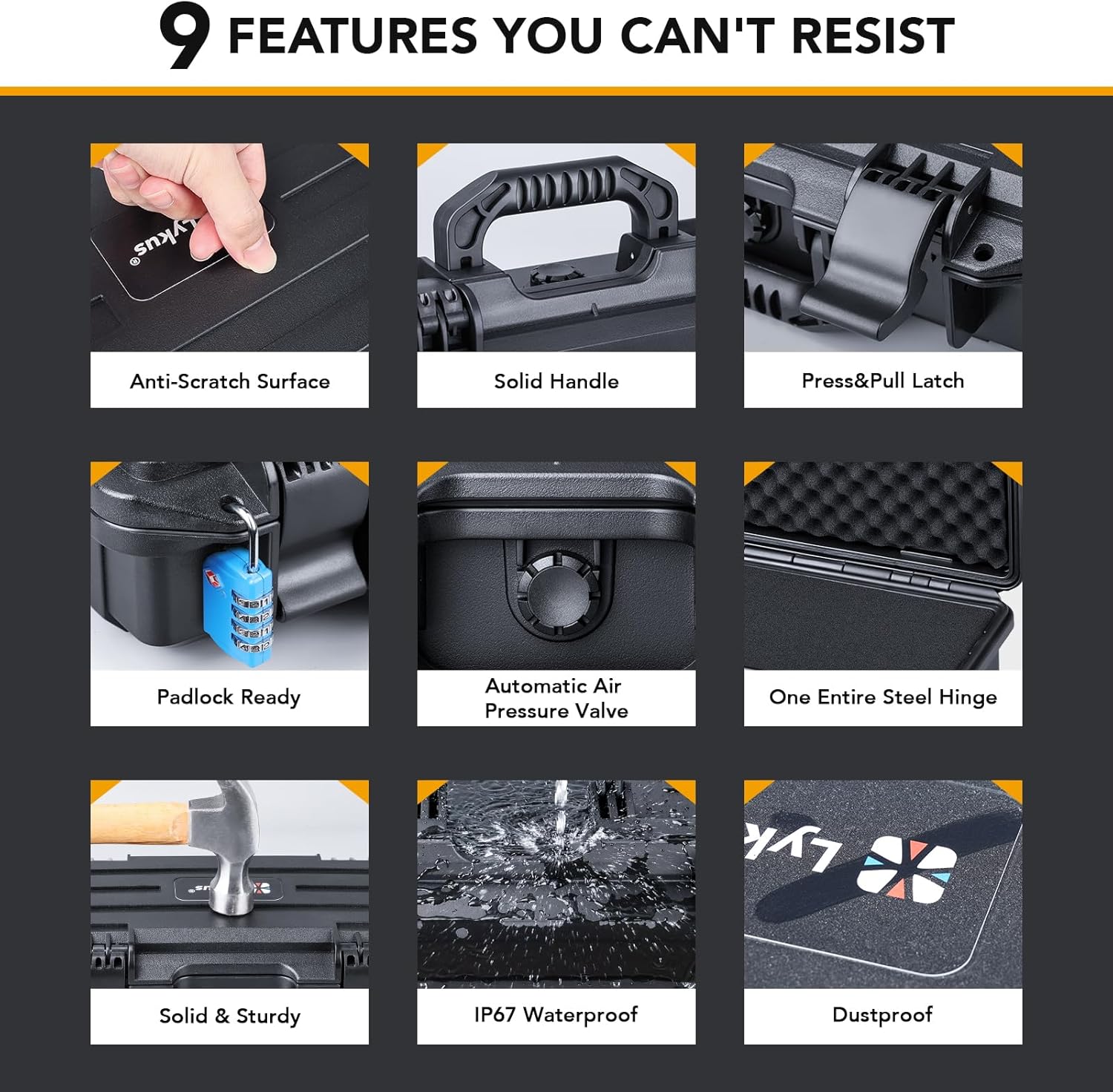 Lykus HC-4220 Waterproof Hard Case with Customizable Foam Insert, Interior Size 16.81x5.35x4.8 in, Suitable for long slim items - Image 5