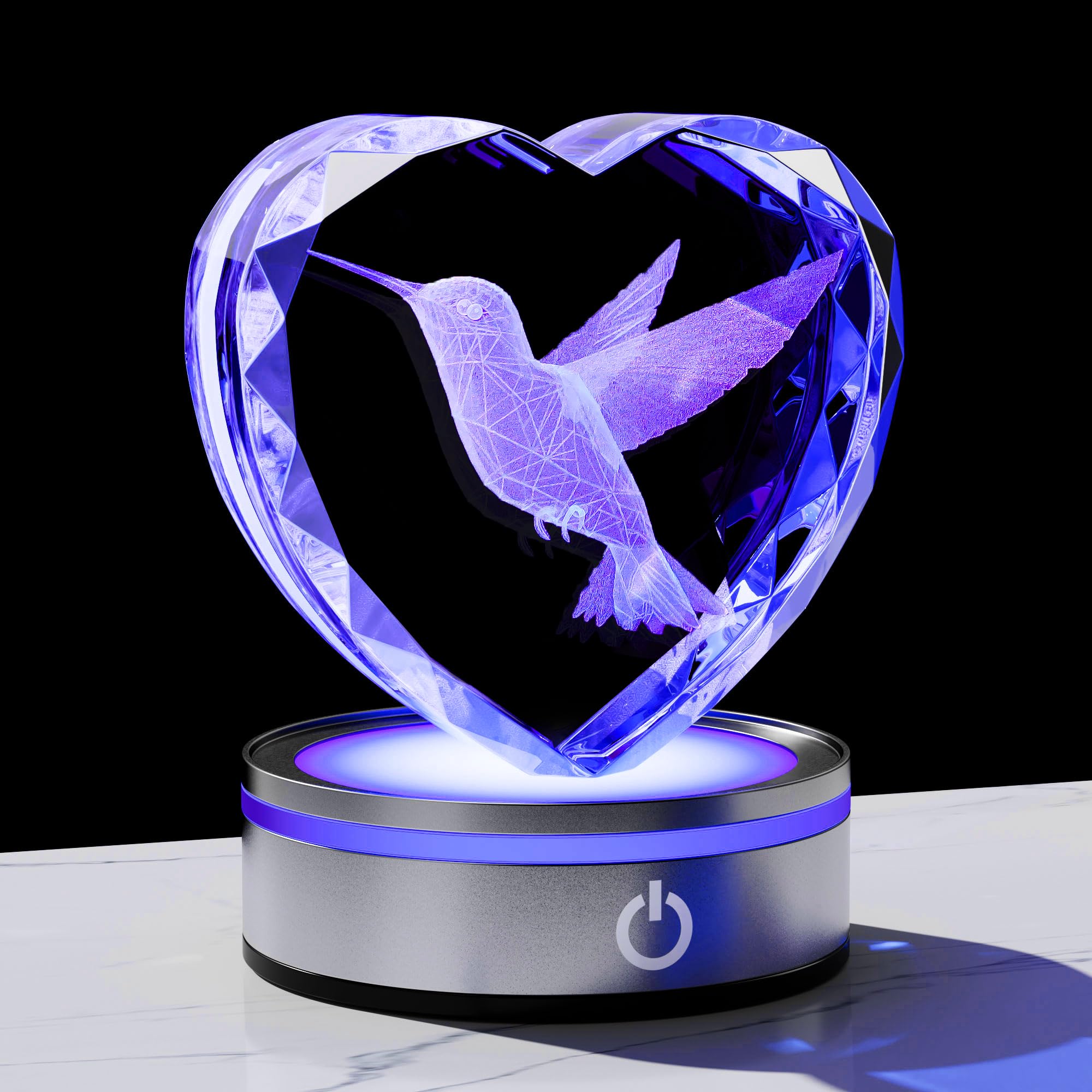 Qianwei Hummingbird Gifts for Women 3D Crystal Heart - Laser Hummingbird Decor Glass Animals Hummingbird Gifts Figurines Statue