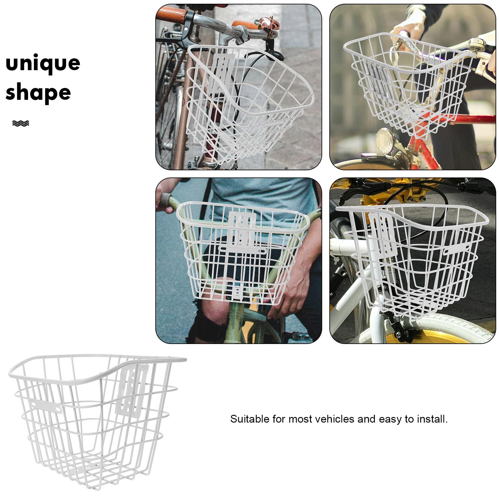 ifundom Fahrradkorb Frontkorb für Elektrofahrrad Robuster Metallkorb Weiß Kompatibel Multifunktional für Transport von Lebensmitteln und Haustierbedarf