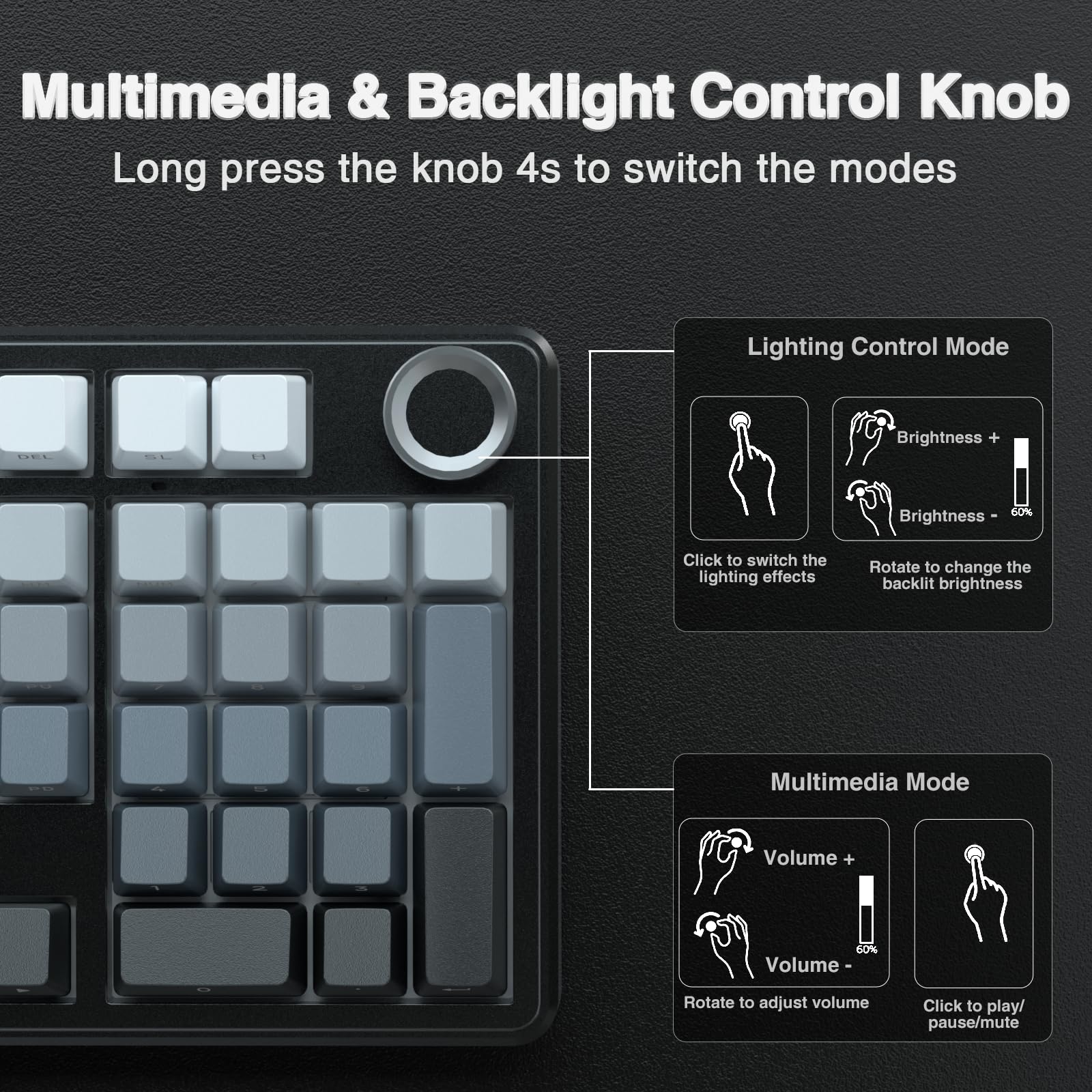 AULA F99 Pro Mechanische Gaming Tastatur,3-Modus Wireless Mechanische Tastatur mit Knopf,Fünfschichtige Polsterung Struktur,Seitlich Graviert,RGB,QWERTY,Hot-swap Custom Keyboard