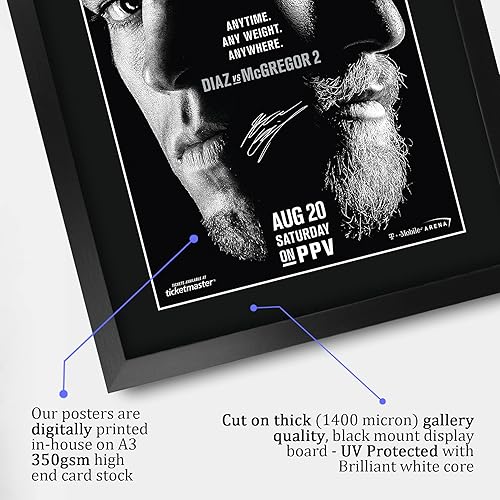 Miniatura 4 de HWC Trading Póster del programa UFC 202 Conor McGregor Nate Díaz firmado de 16 x 12 pulgadas, regalo enmarcado impreso, autógrafo, MMA Wrestling,