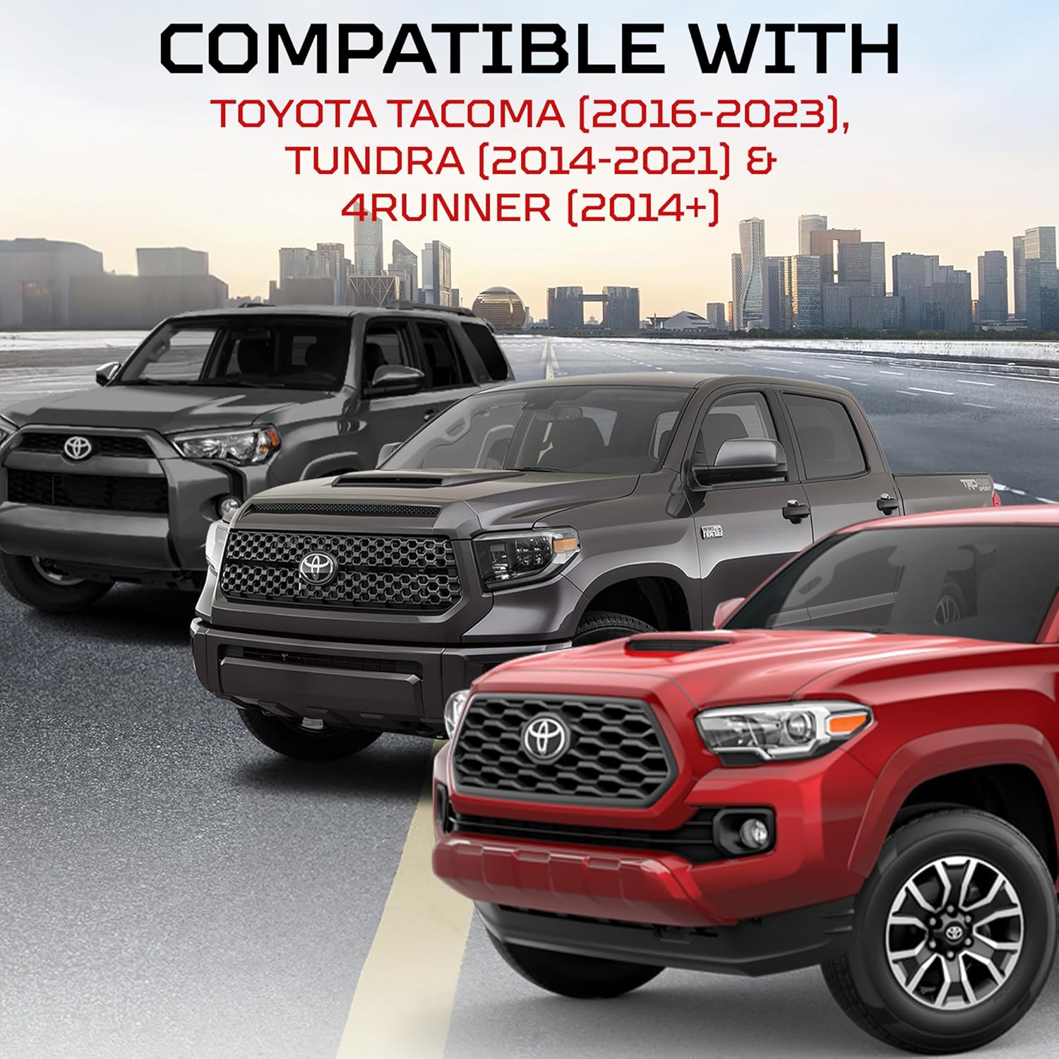 AJT DESIGN Steering Wheel Trim for Toyota Tacoma 2016-2023, Tundra 2014-2021, 4Runner 2014+ | 2 Piece | Durable ABS Plastic | Precision Fit | Complete Replacement Part | Made in USA | Black