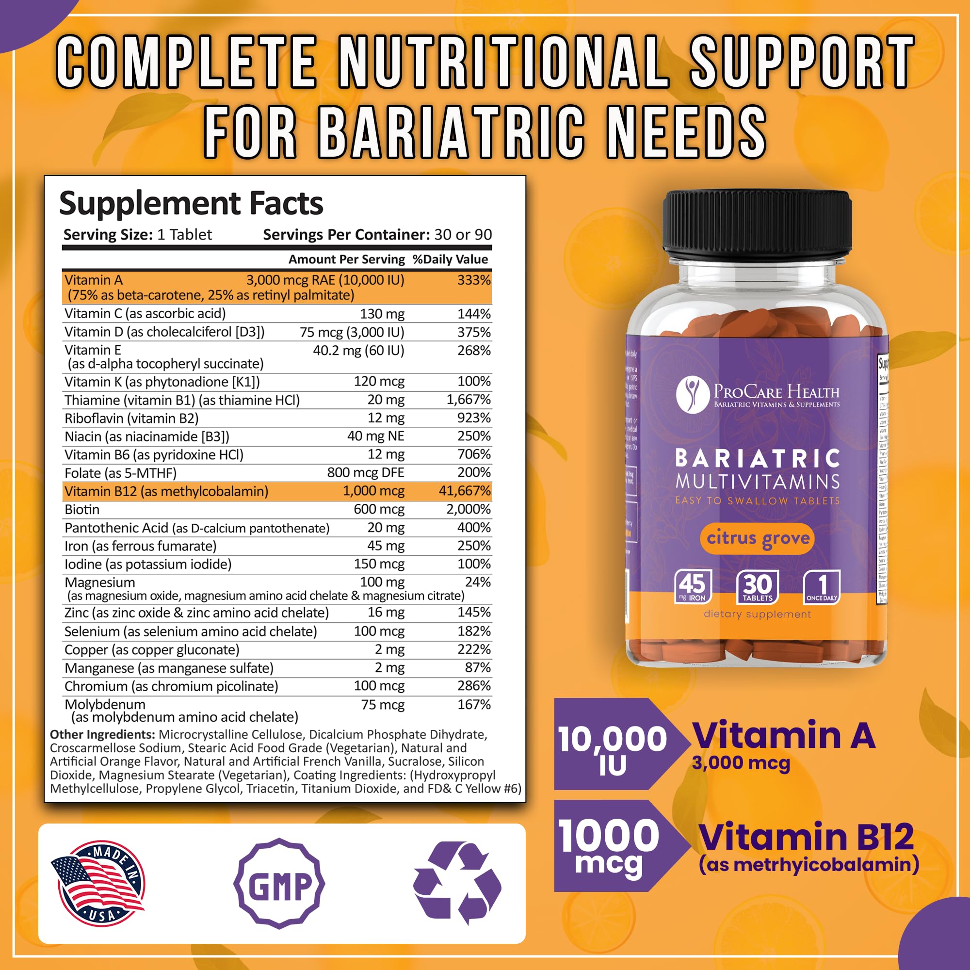ProCare Health Easy-45 Bariatric Multivitamin | Citrus Grove Tablets | 30ct — Amazon image 3