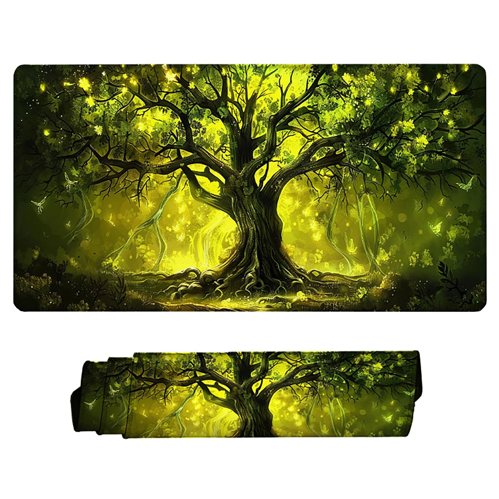 Zielona podkładka pod mysz XXL, podkładka na biurko, 1200 x 600 cm, szyte krawędzie, antypoślizgowa, gumowa podstawa, pod mysz dla graczy, stabilna przyczepność na gładkich powierzchniach, poprawia