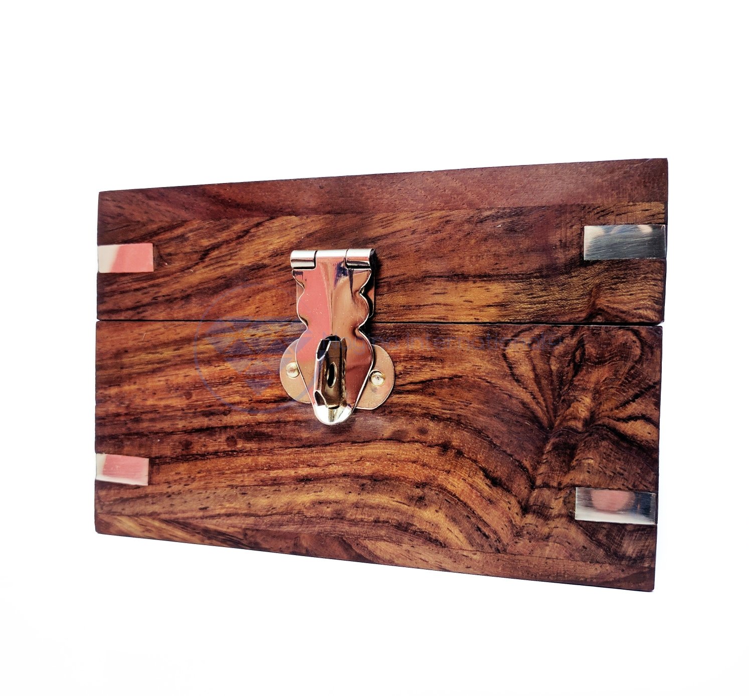 Nagina International Coffre en Bois avec incrustations d'ancrage décoratif | Cadran Solaire 3 "avec boîte en Bois | Décor Maritime du Pirate