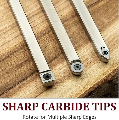 Miniatura 3 de Juego de 3 herramientas de torno de carburo de tamaño completo con asas de agarre de espuma de 17 pulgadas, fabricadas en Estados Unidos