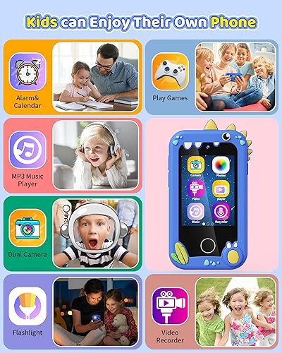 Miniatura 4 de Teléfono inteligente falso de juguete para niñas, regalos de unicornio para niñas y niños de 3 a 7 años, teléfono de juguete con doble cámara,