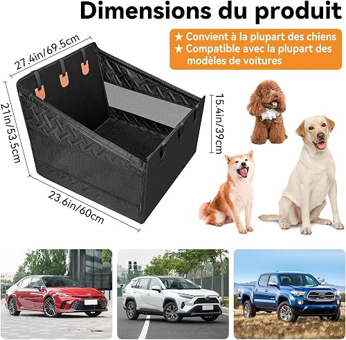 GGW Dog Car Seat Back Seat for Medium & Large Dogs - Safety Seat with Attachment Strap, Non-Slip & Waterproof Dog Seat as Dog Bed for Car, SUV - 6