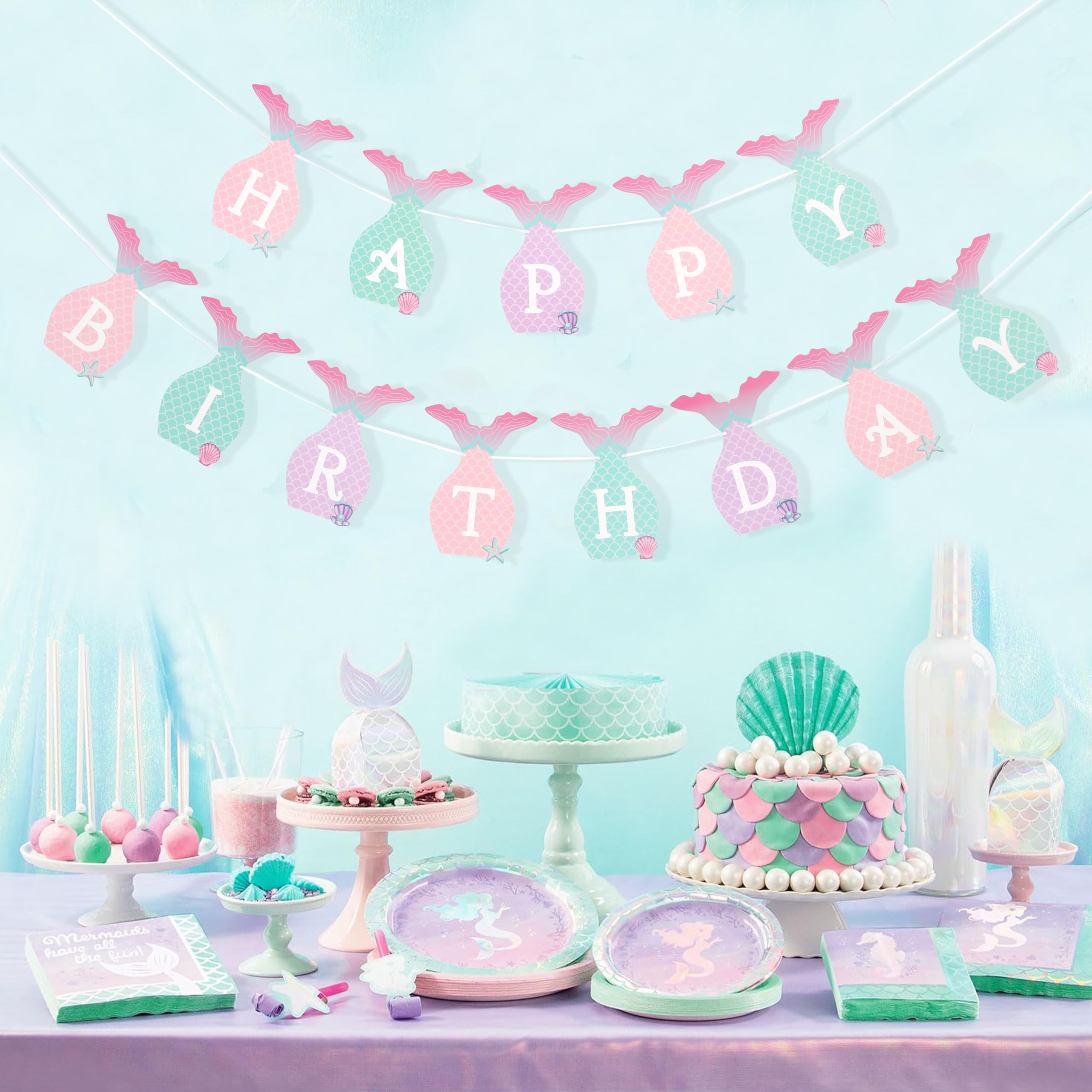 Mermaid Birthday Banner – Under The Sea Party Decorations For Kids' Celebration - View #7