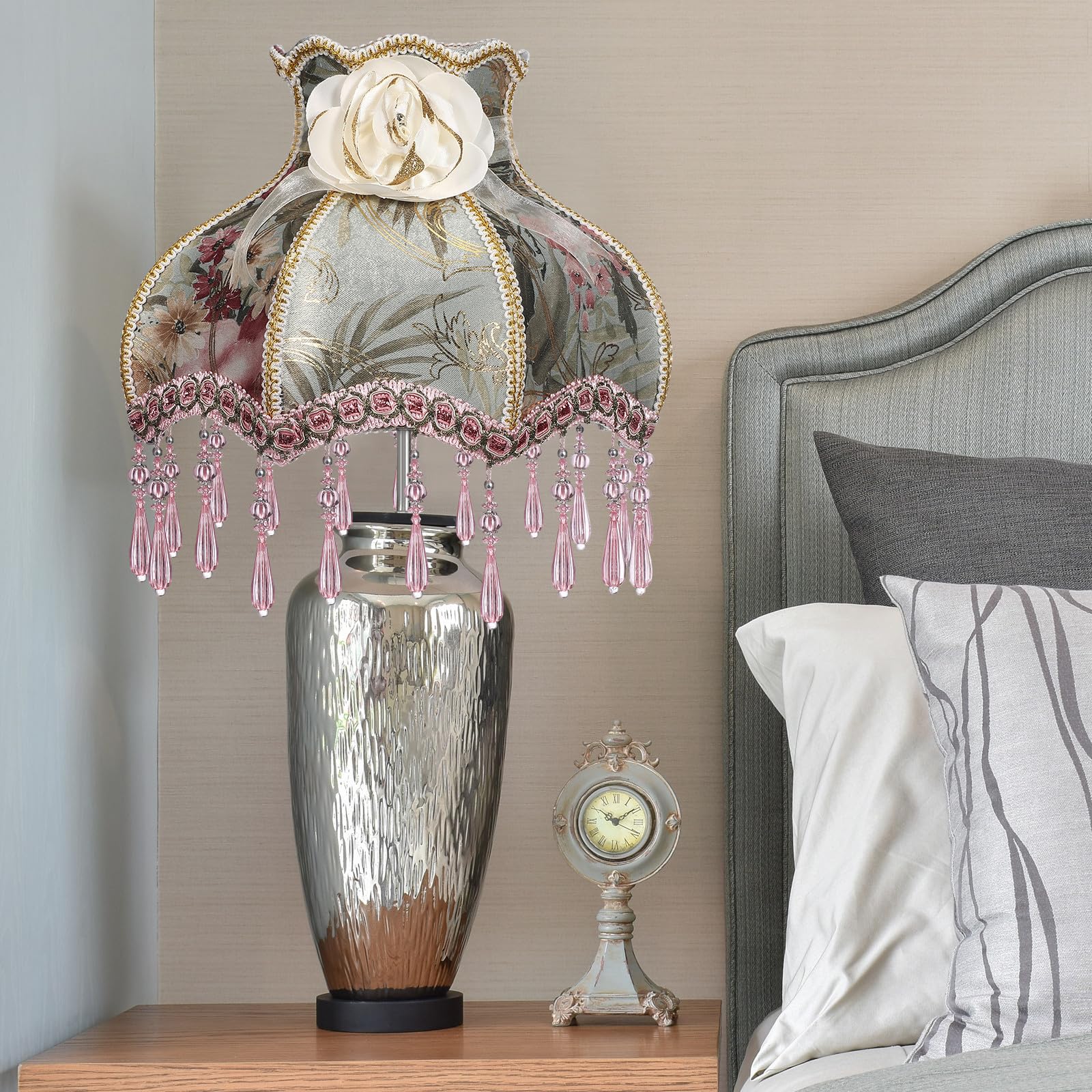 Happyyami Paralume Attacco Socket E27 Decorativo Motivo Floreale e Stile Europeo Facile Installazione per Lampada da Tavolo in Soggiorno o Studio